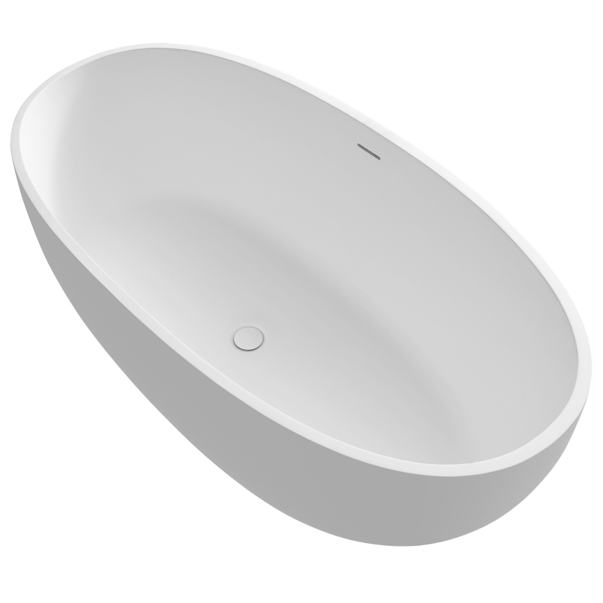 55"/61"/65"/71" Solid Surface Matte White Freestanding Soaking Bathtub - Monaco