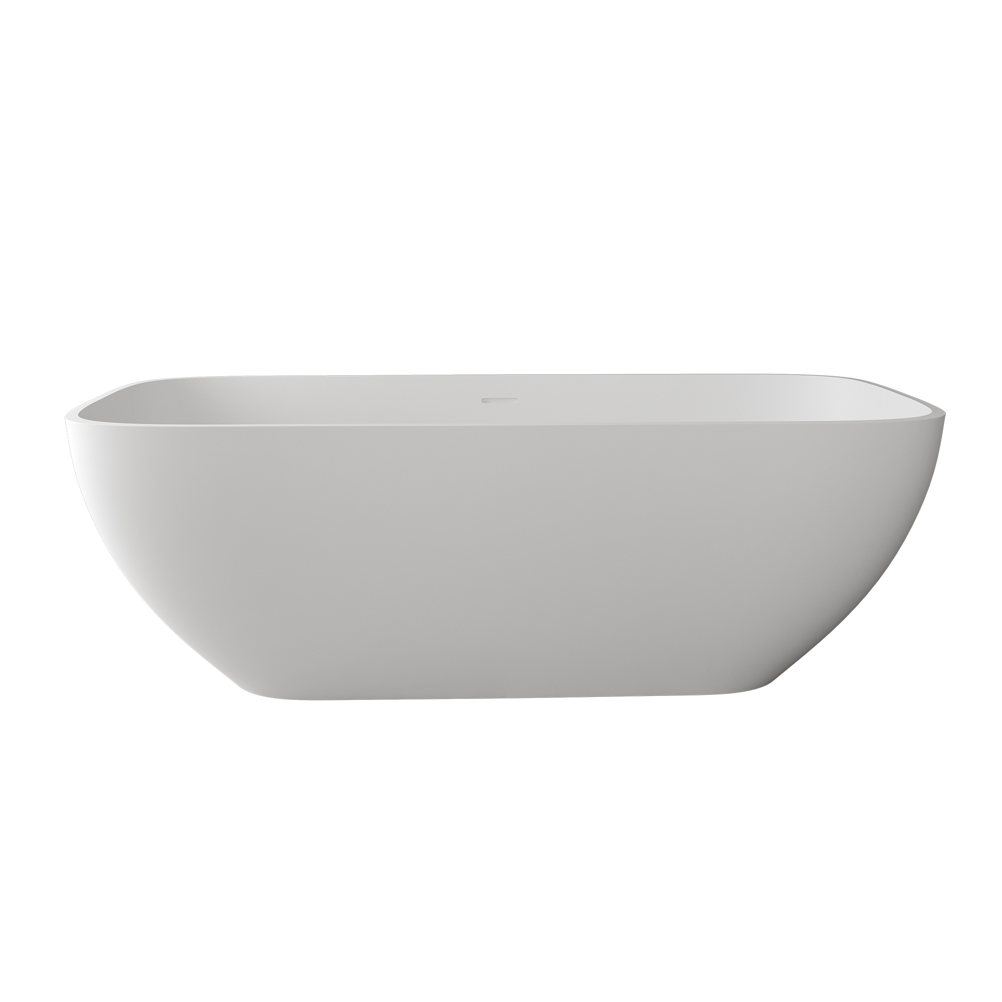 67" Solid Surface Freestanding Bathtub, Stone Resin Freestanding Tubs with Overflow and Drain, Matte White