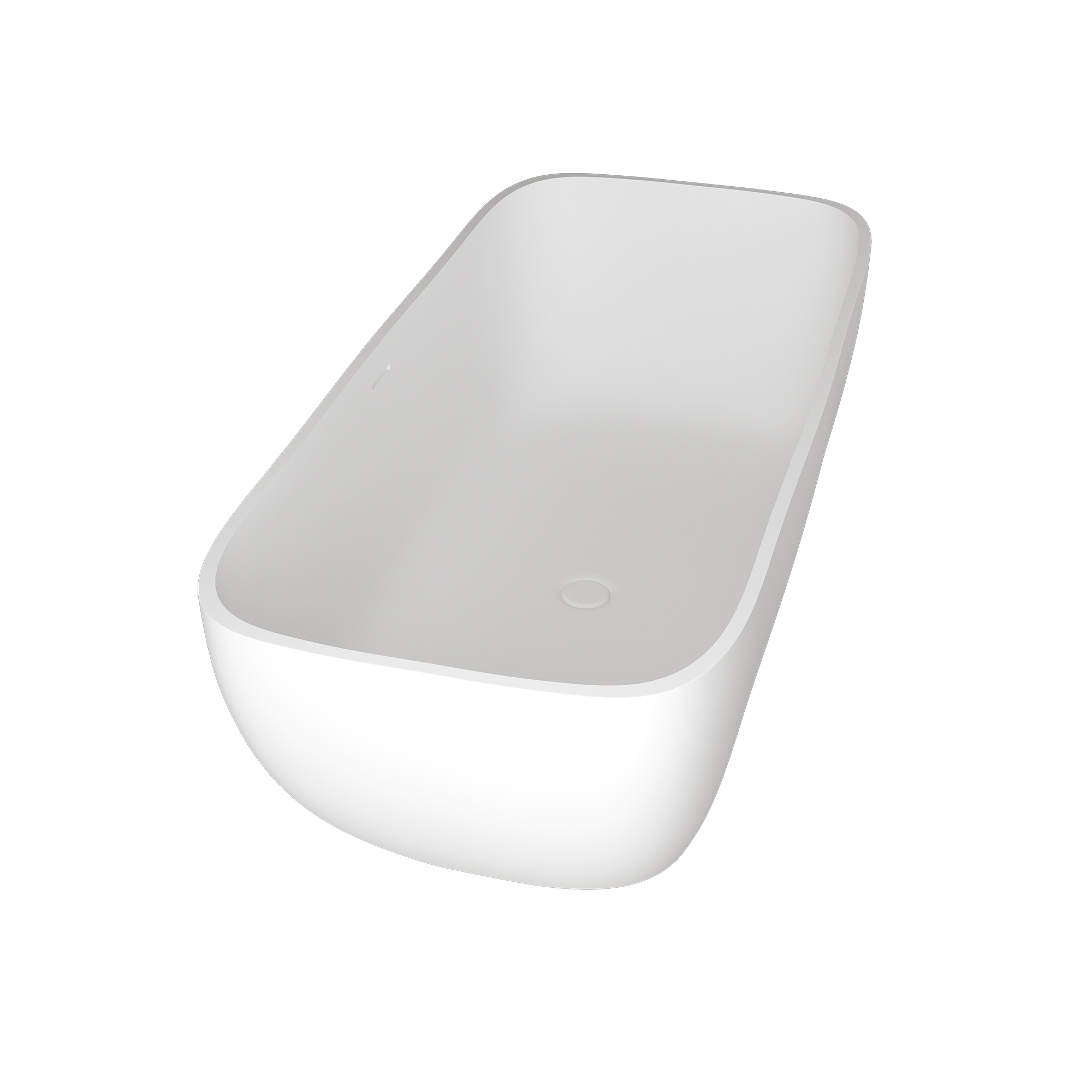 67" Solid Surface Freestanding Bathtub, Stone Resin Freestanding Tubs with Overflow and Drain, Matte White