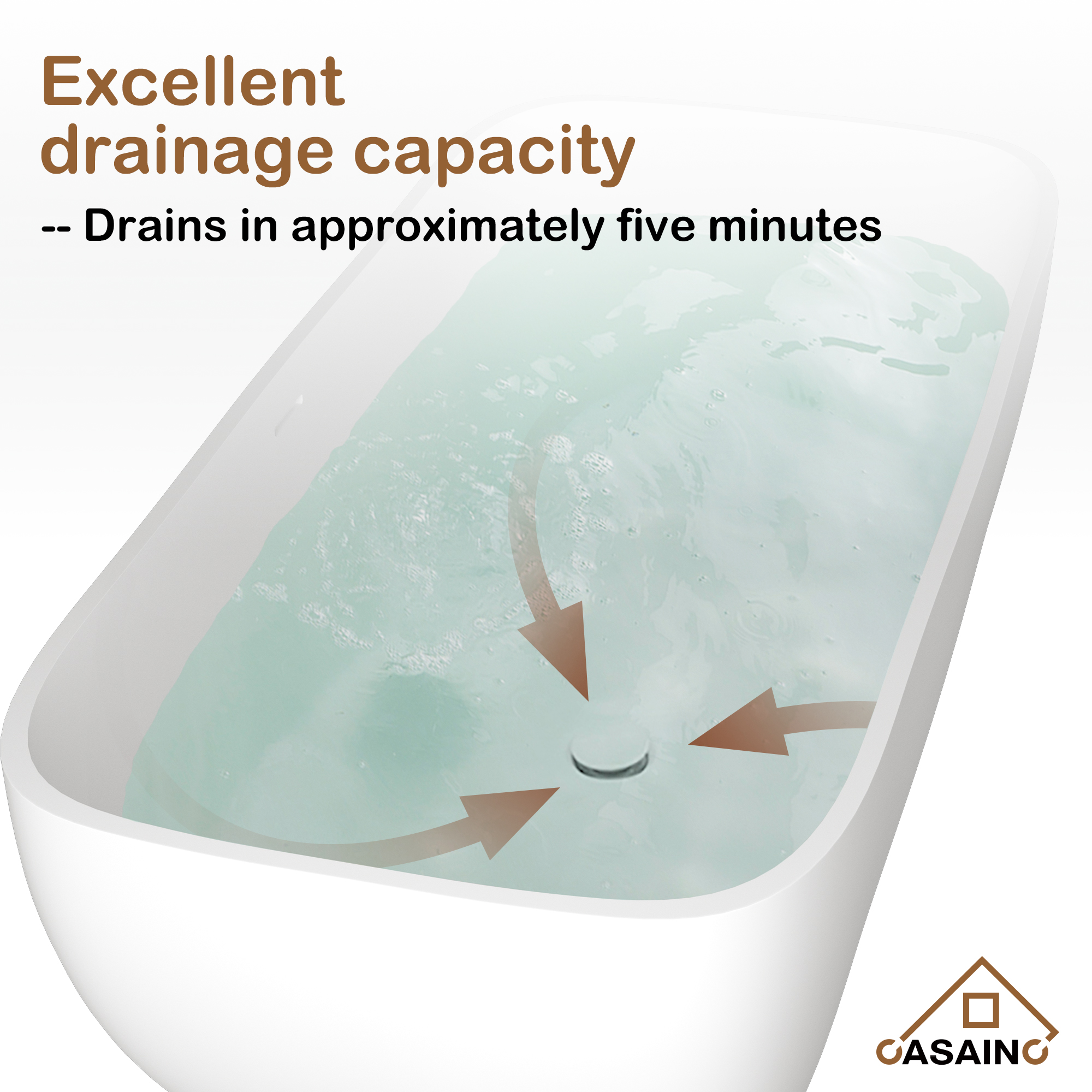 67" Solid Surface Freestanding Bathtub, Stone Resin Freestanding Tubs with Overflow and Drain, Matte White