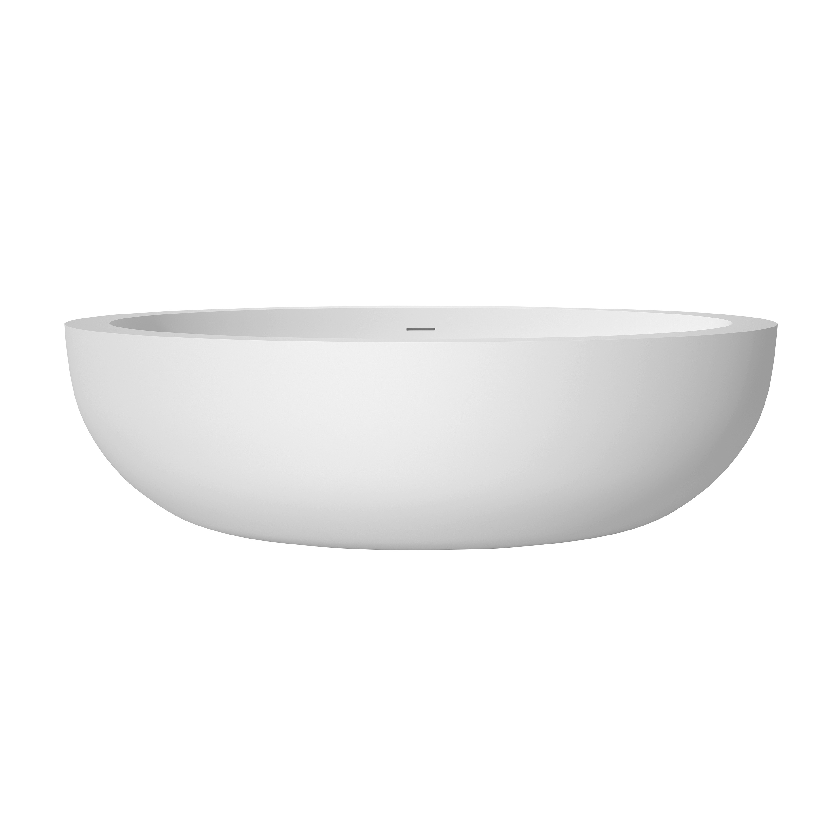 73" Matte White Solid Surface Freestanding Bathtub with Thick Rim Design