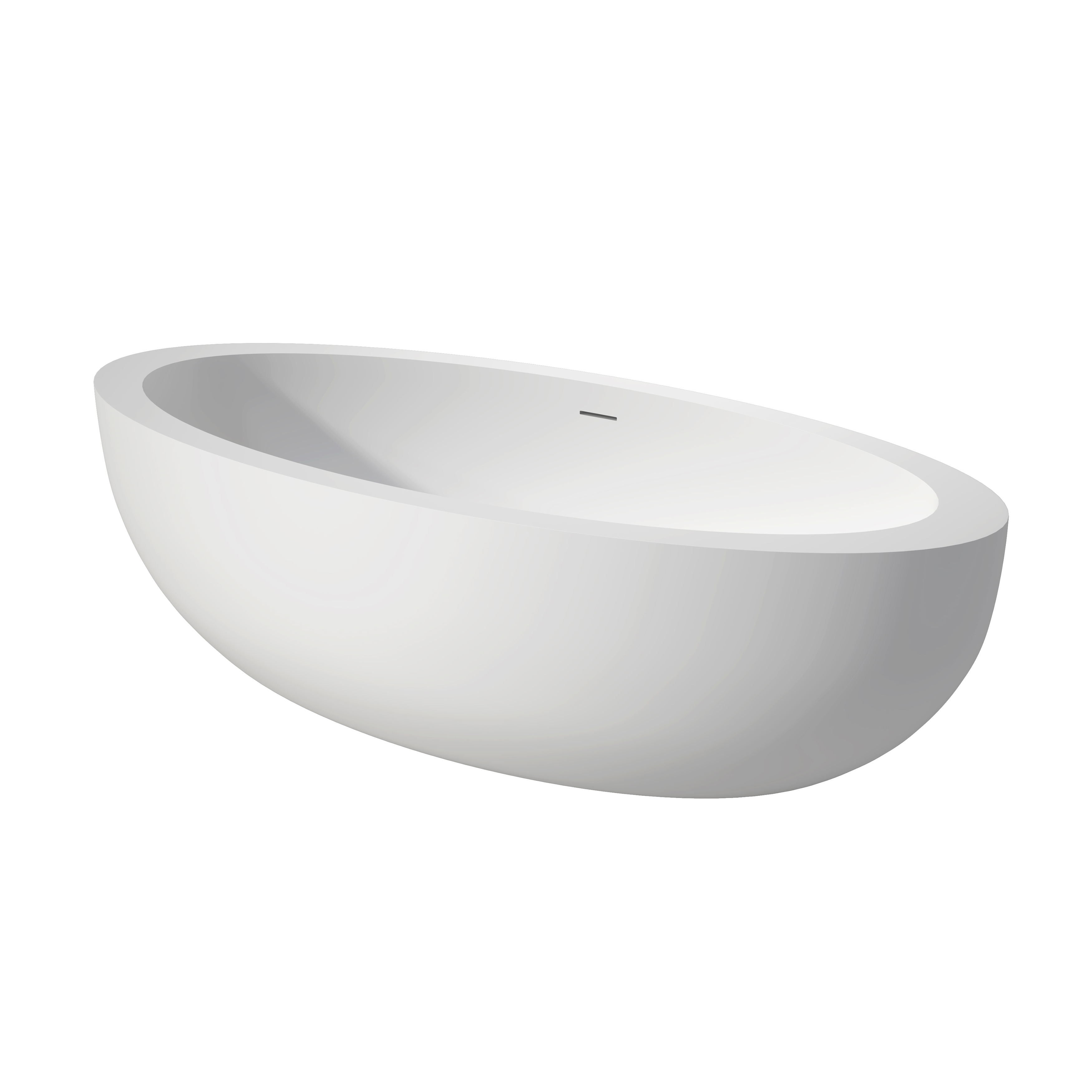 73" Matte White Solid Surface Freestanding Bathtub with Thick Rim Design