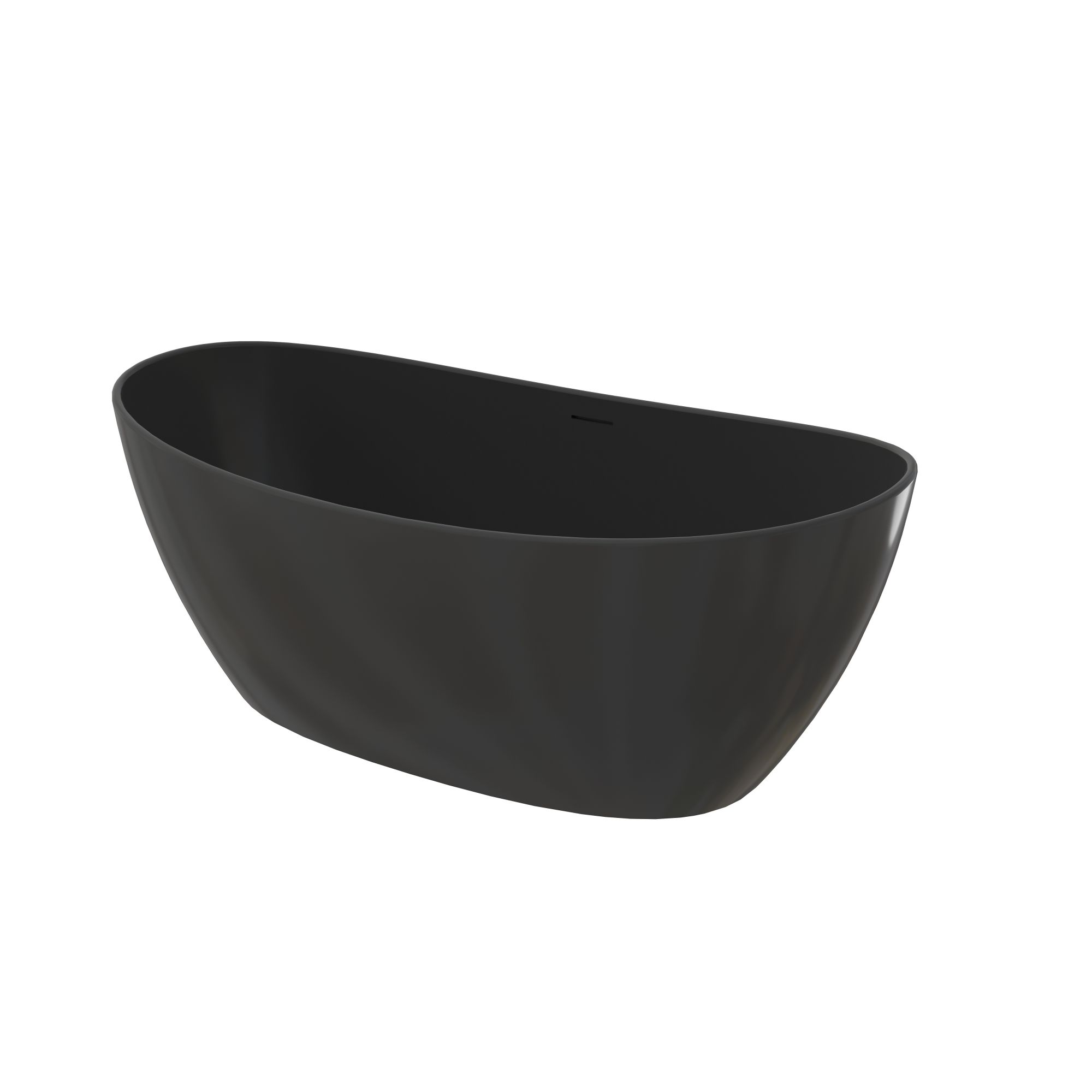 65" Solid Surface Freestanding Double Slipper Soaking Tub with Drain and Overflow