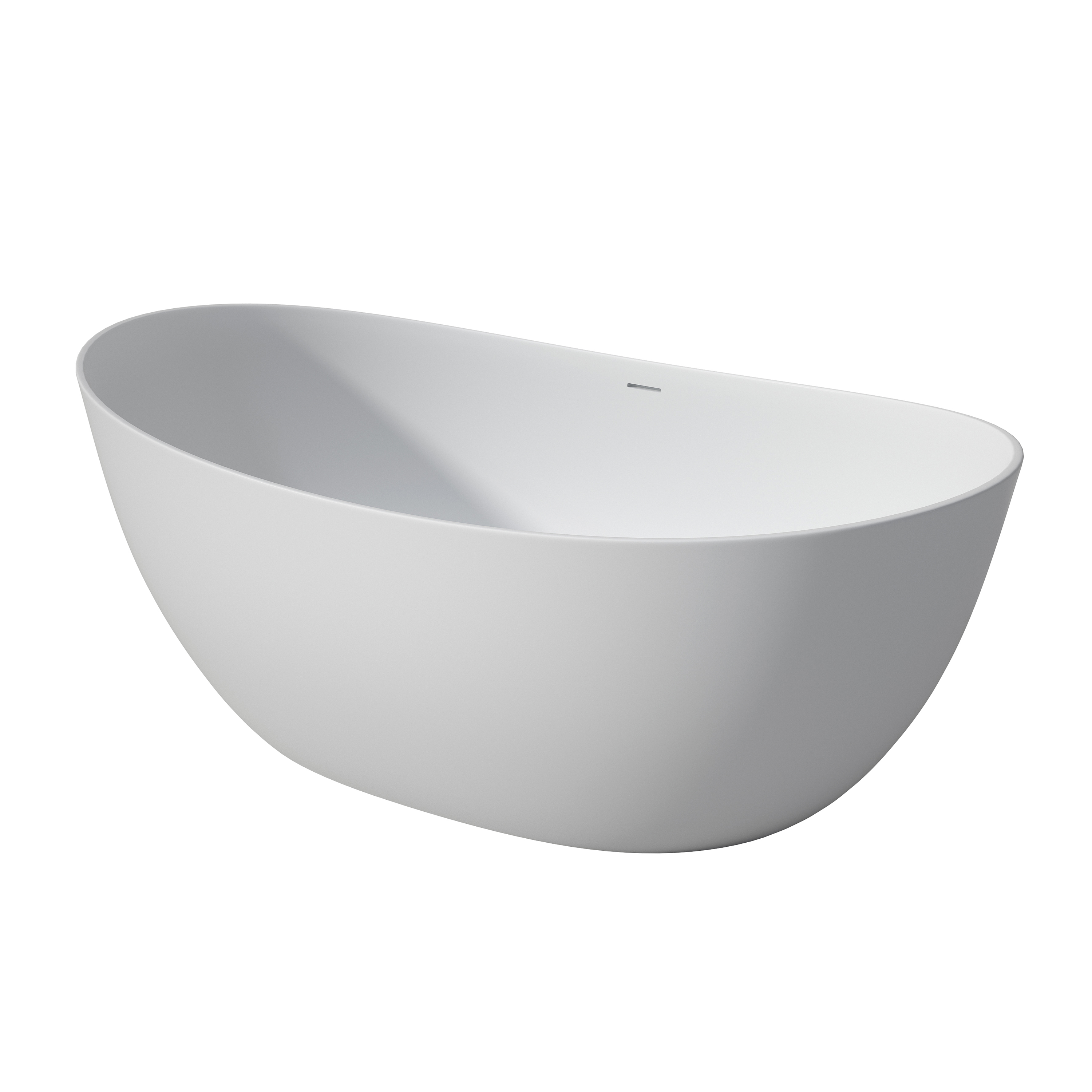 65" Solid Surface Freestanding Double Slipper Soaking Tub with Drain and Overflow