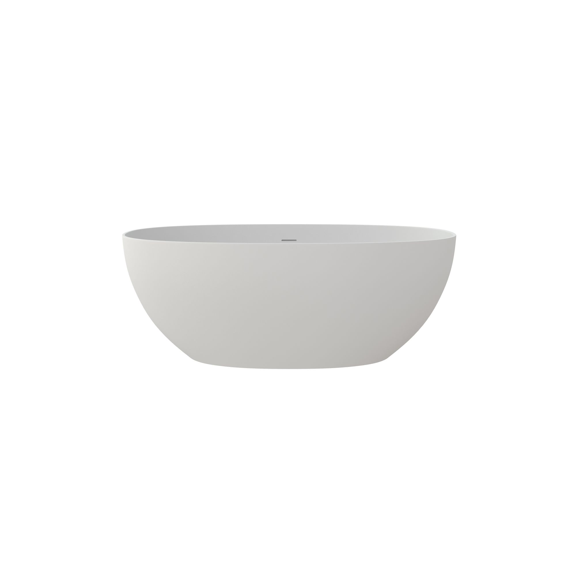 59" Matte White Soaking Solid Surface Bathtub with Center Drain and Overflow