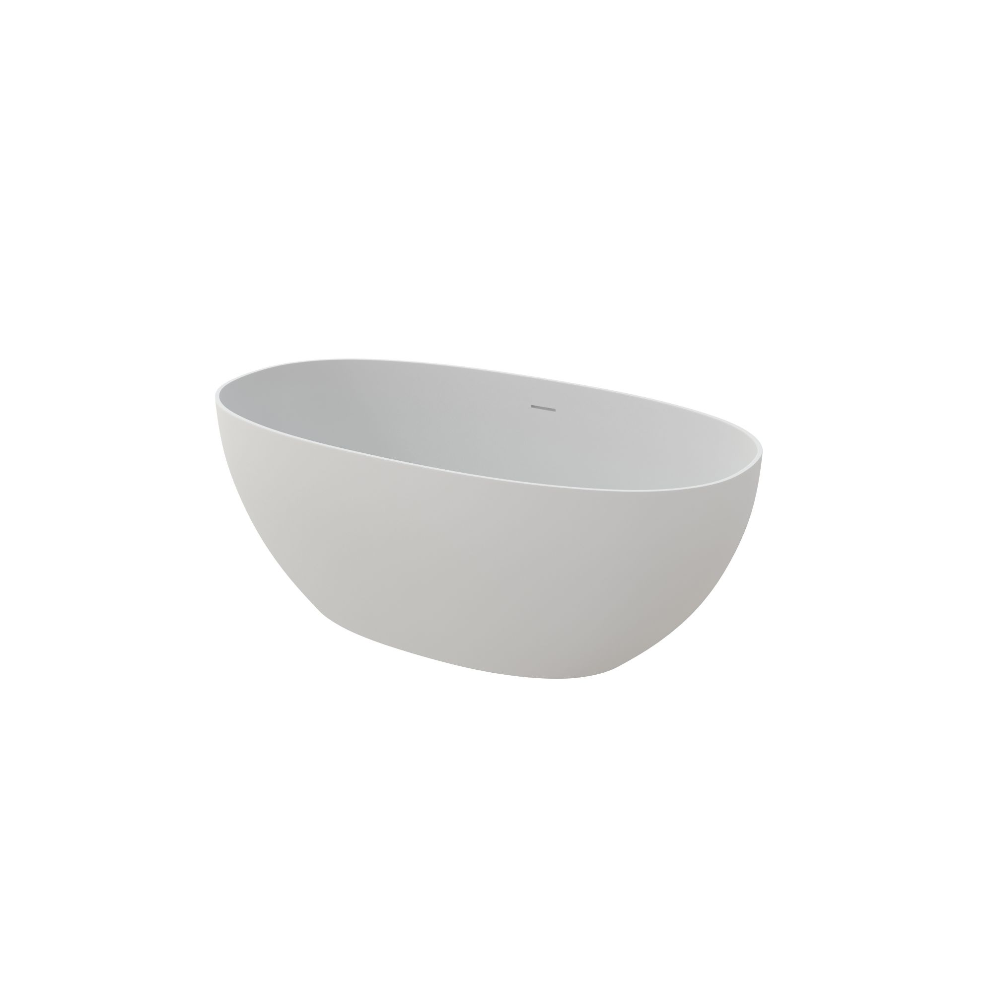 59" Matte White Soaking Solid Surface Bathtub with Center Drain and Overflow