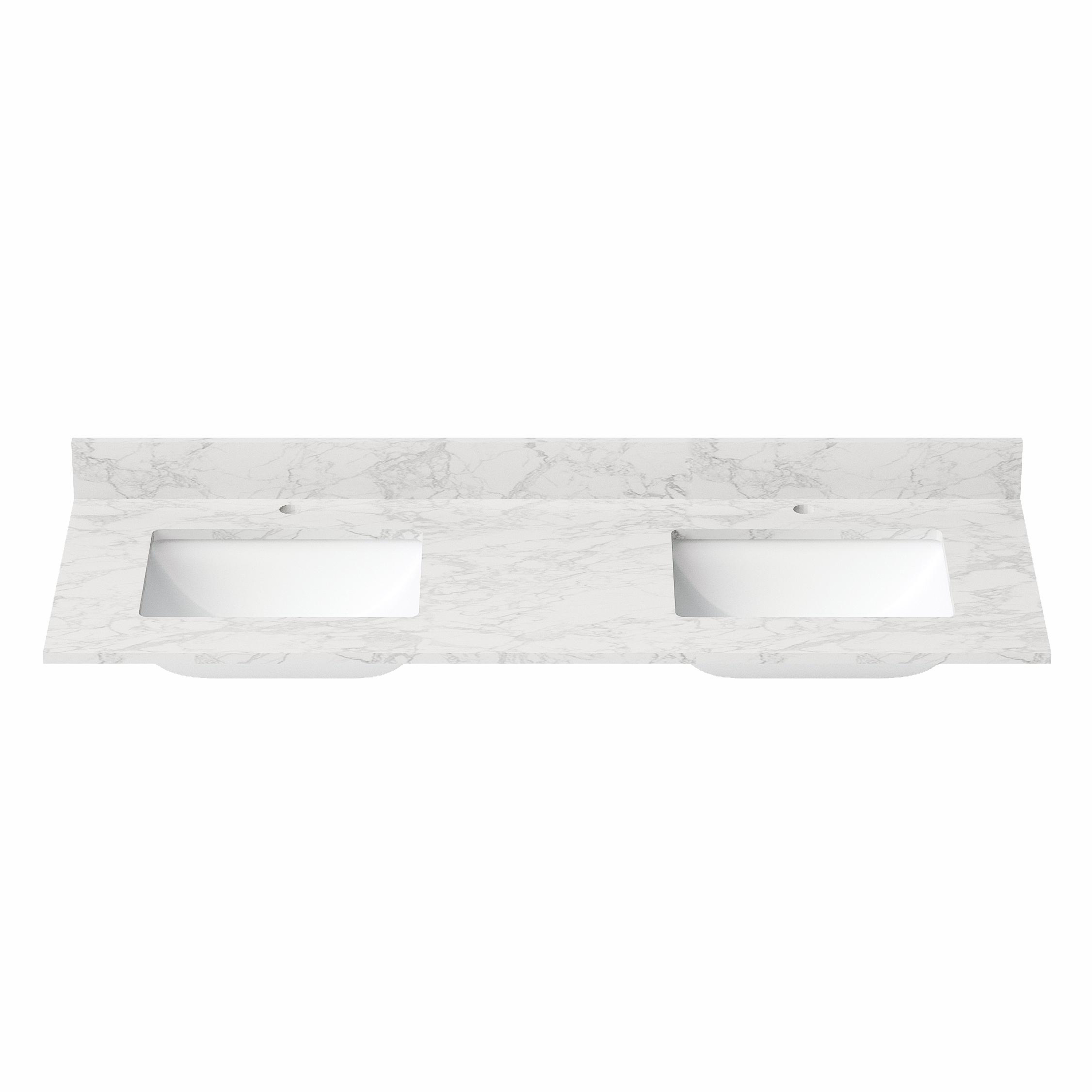 60" Bathroom Vanity Top with Double Sinks and Backsplash