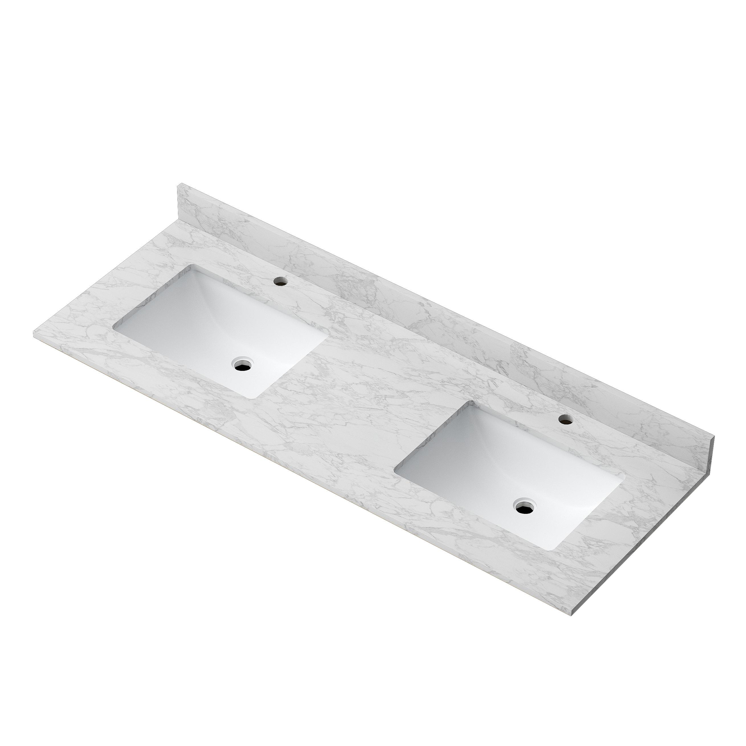 60" Bathroom Vanity Top with Double Sinks and Backsplash