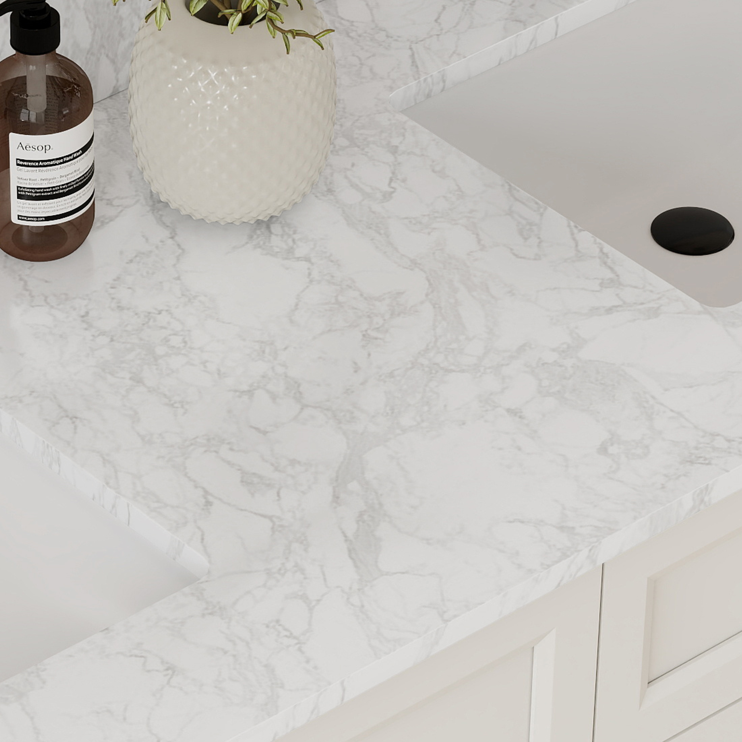 60" Bathroom Vanity Top with Double Sinks and Backsplash