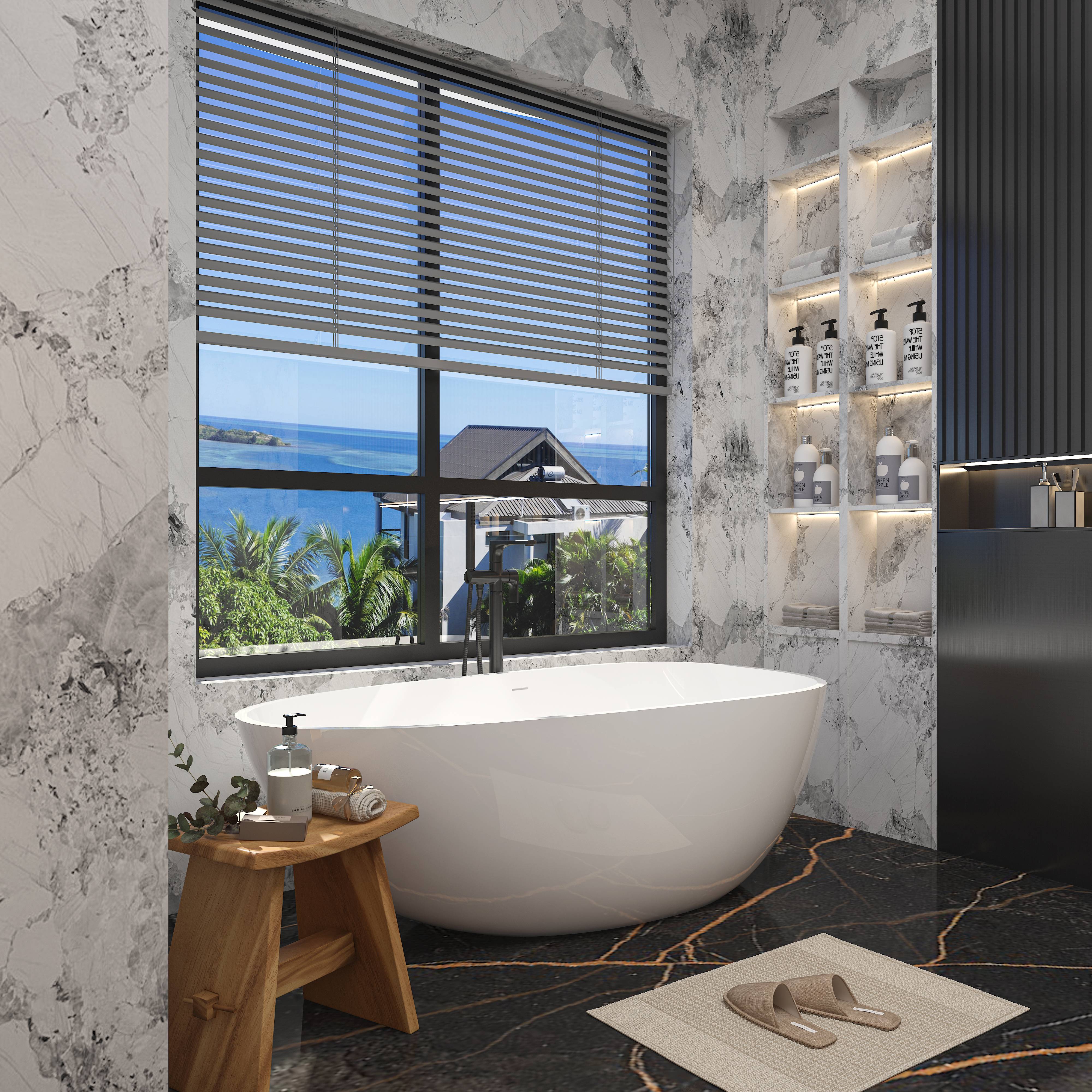 Elevate Your Soak: Freestanding Bathtub and Warm Water Delight