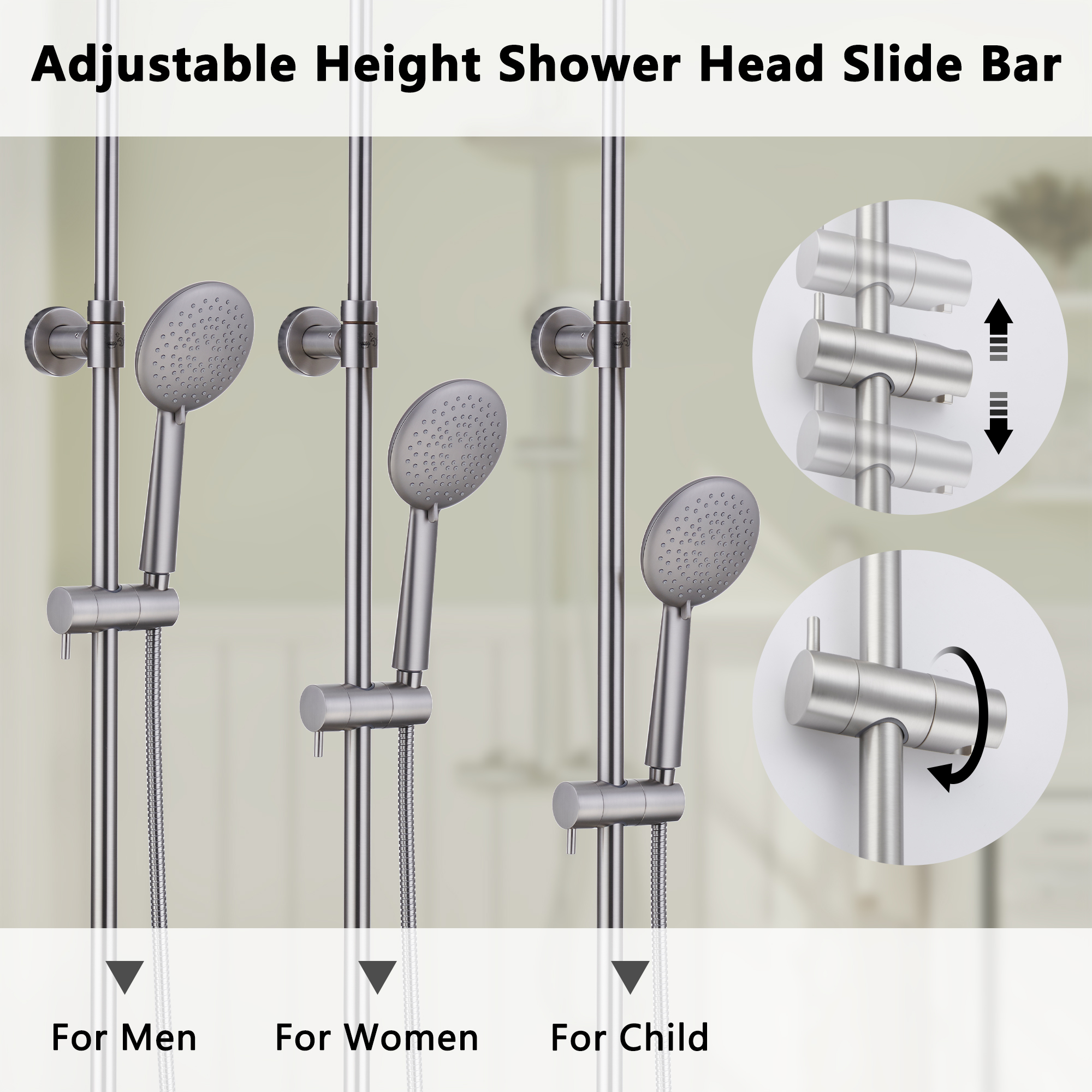9" Thermostatic Exposed Shower System with Slide Bar & Hand Shower