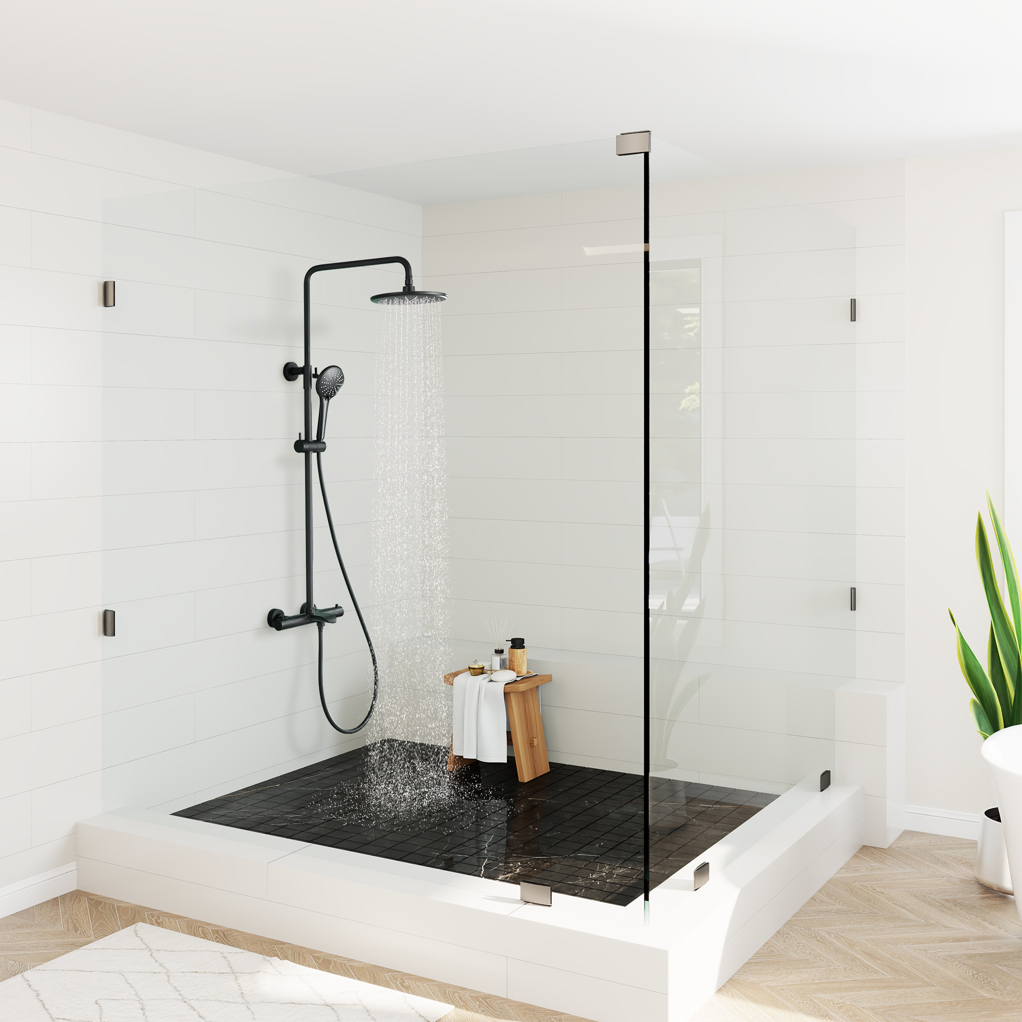 9" Thermostatic Exposed Shower System with Slide Bar & Hand Shower