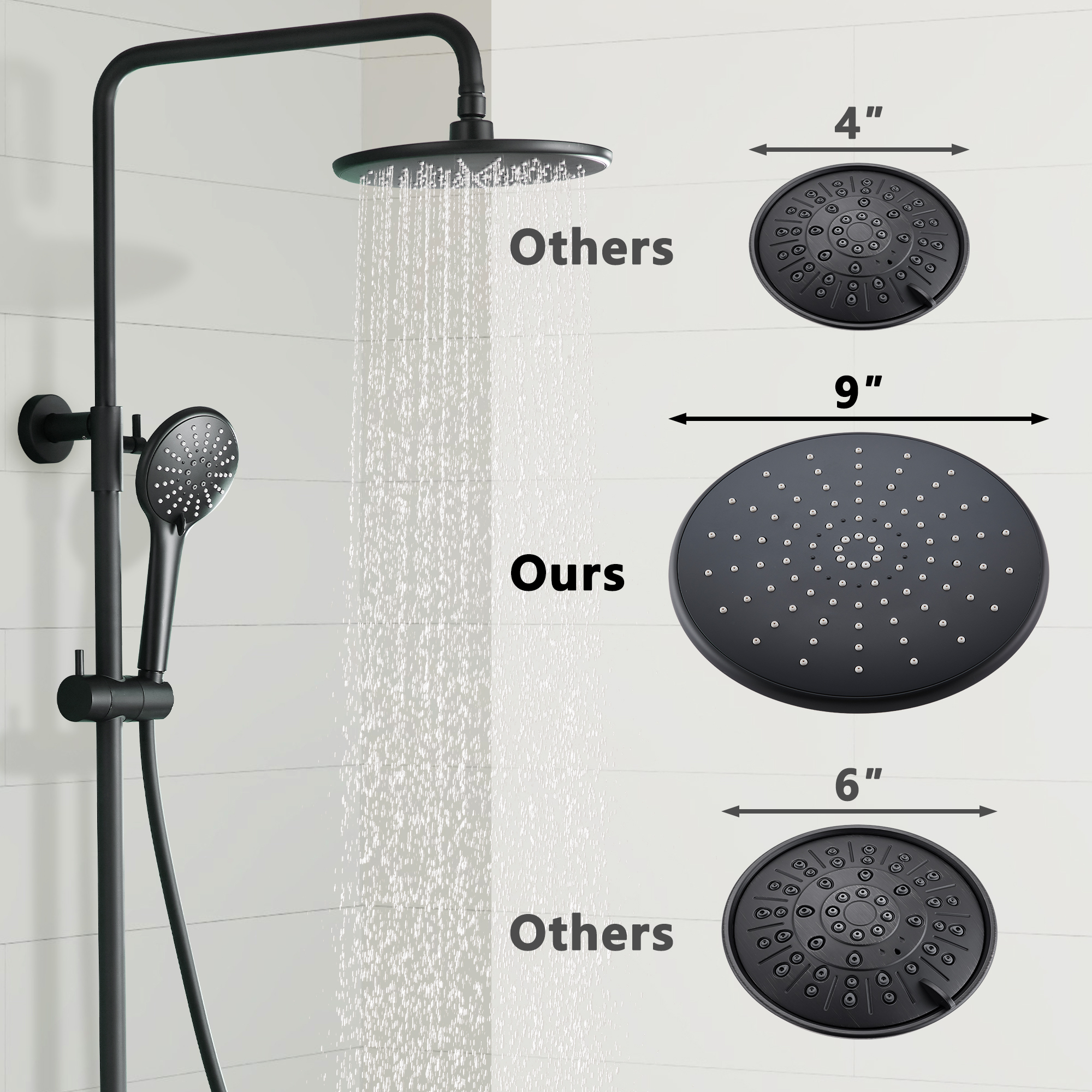 9" Thermostatic Exposed Shower System with Slide Bar & Hand Shower