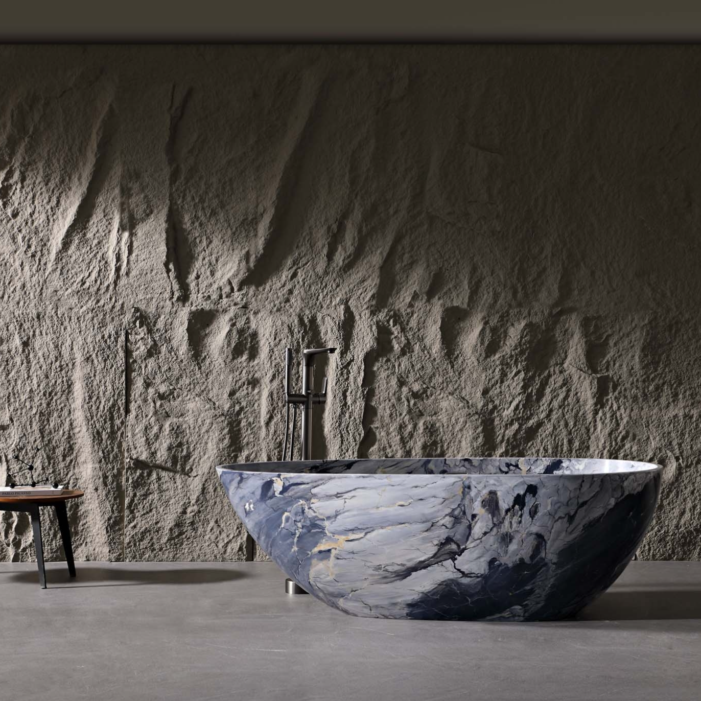 59" Egg-Shaped Solid Surface Freestanding Bathtub with Spa-Like Comfort