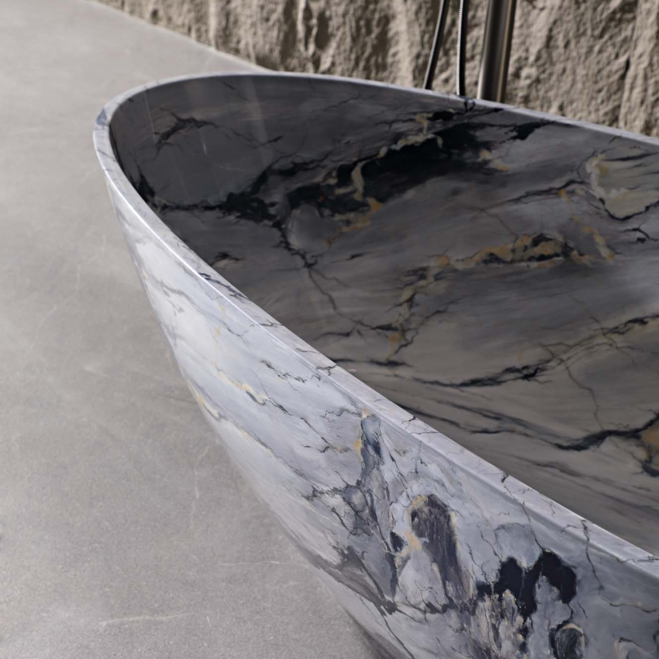 59" Egg-Shaped Solid Surface Freestanding Bathtub with Spa-Like Comfort