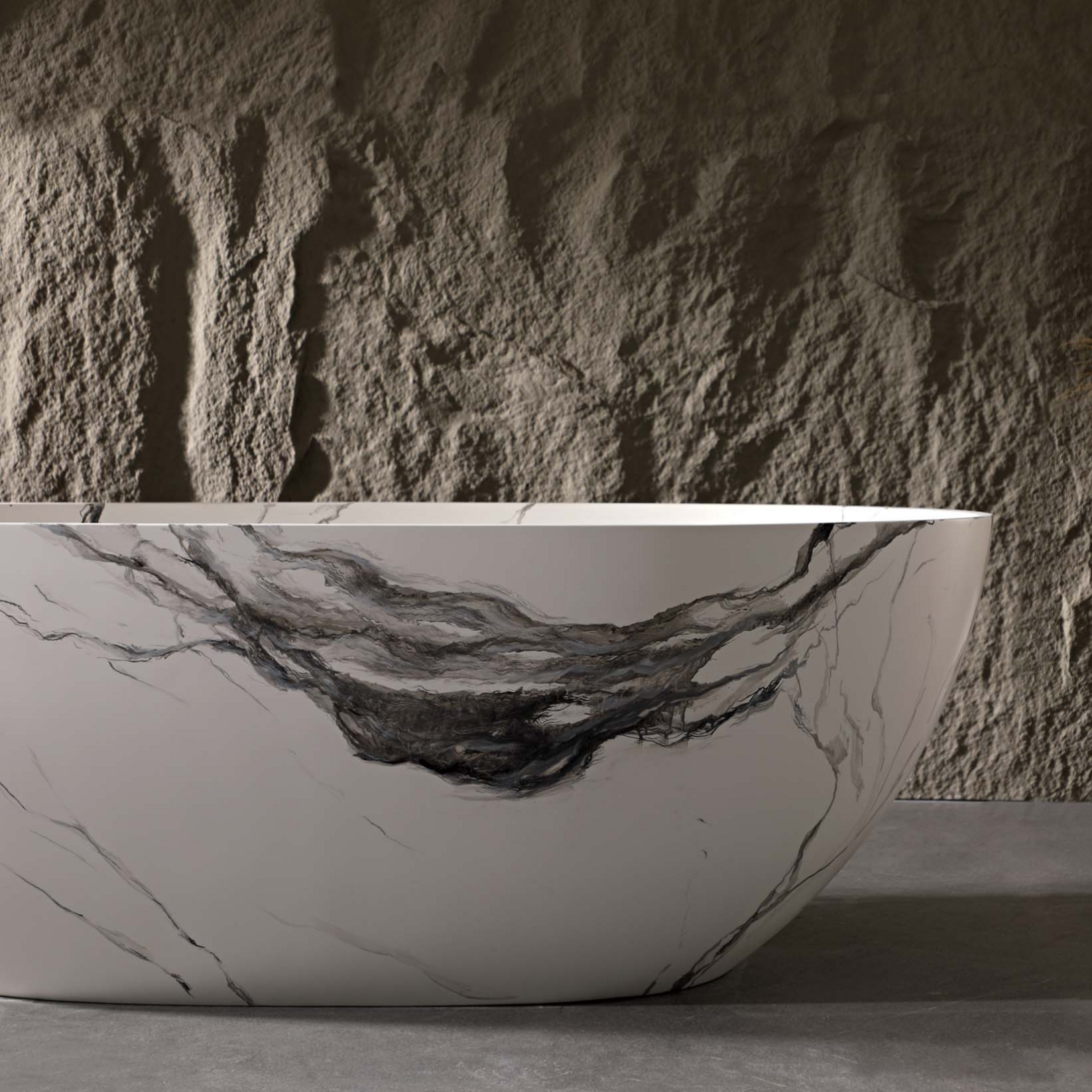 59" Egg-Shaped Solid Surface Freestanding Bathtub with Spa-Like Comfort