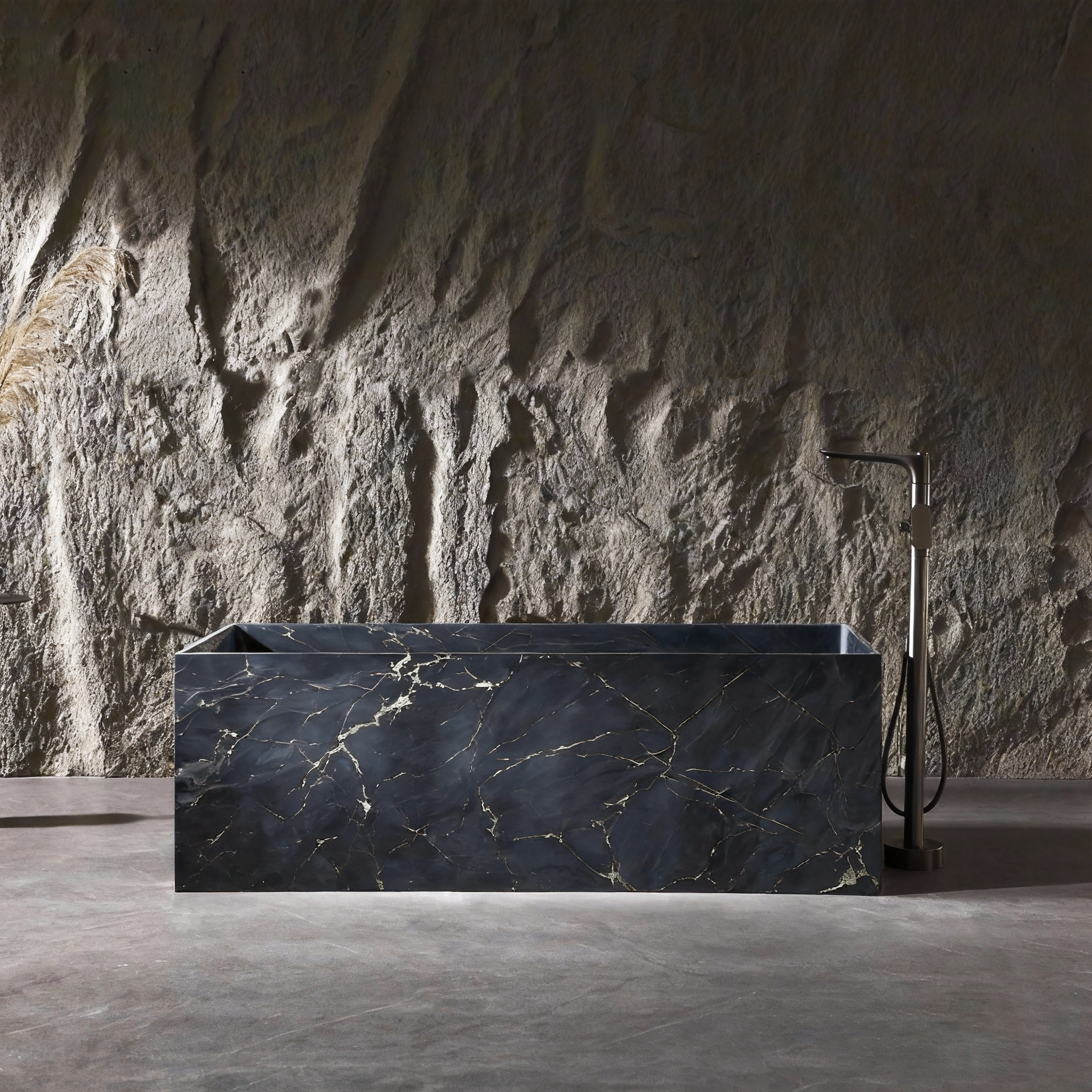 67" Rectangular Solid Surface Freestanding Bathtub with Square Silhouette