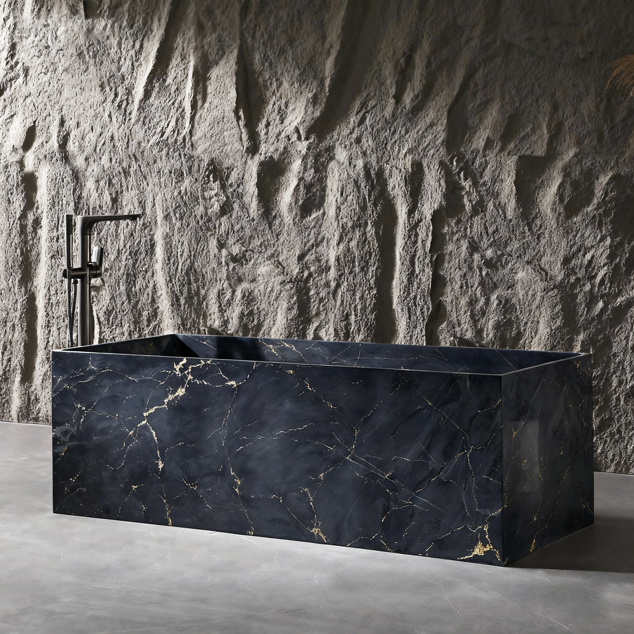 67" Rectangular Solid Surface Freestanding Bathtub with Square Silhouette