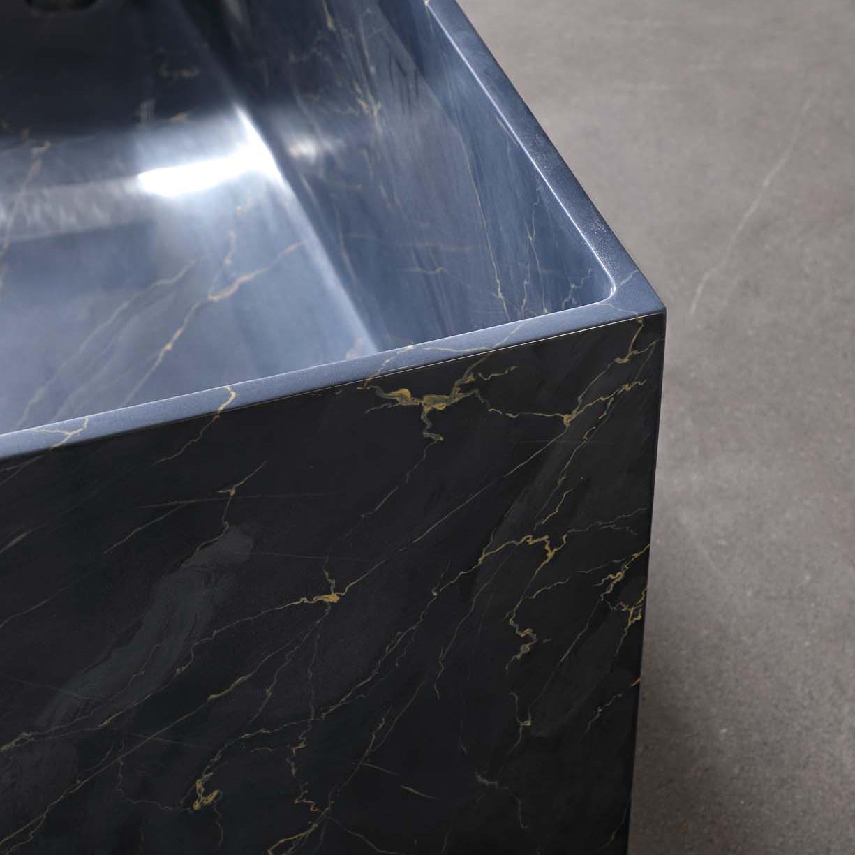 67" Rectangular Solid Surface Freestanding Bathtub with Square Silhouette