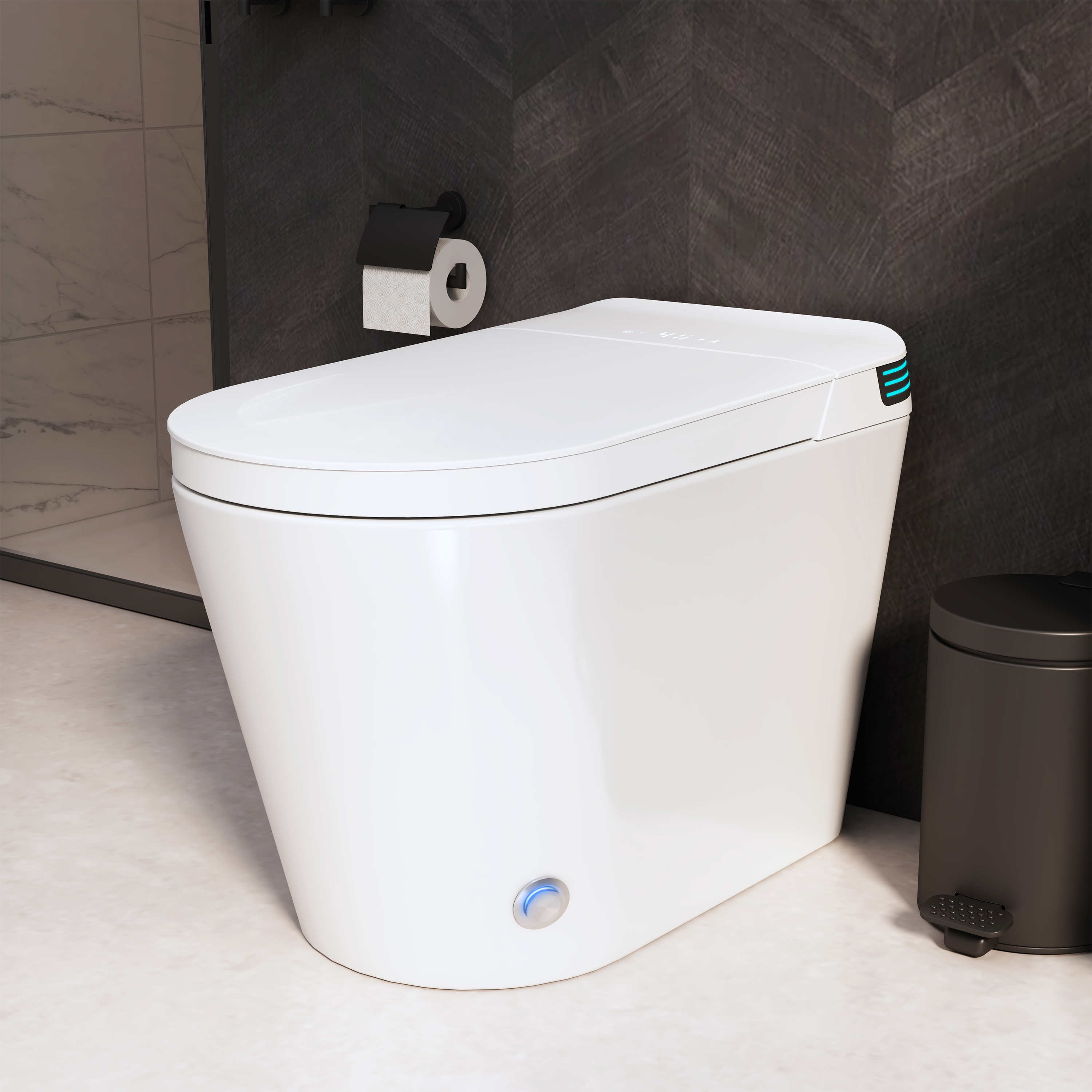 Modern Antibacterial Ceramic Smart Toilet with Side Ambient Lighting