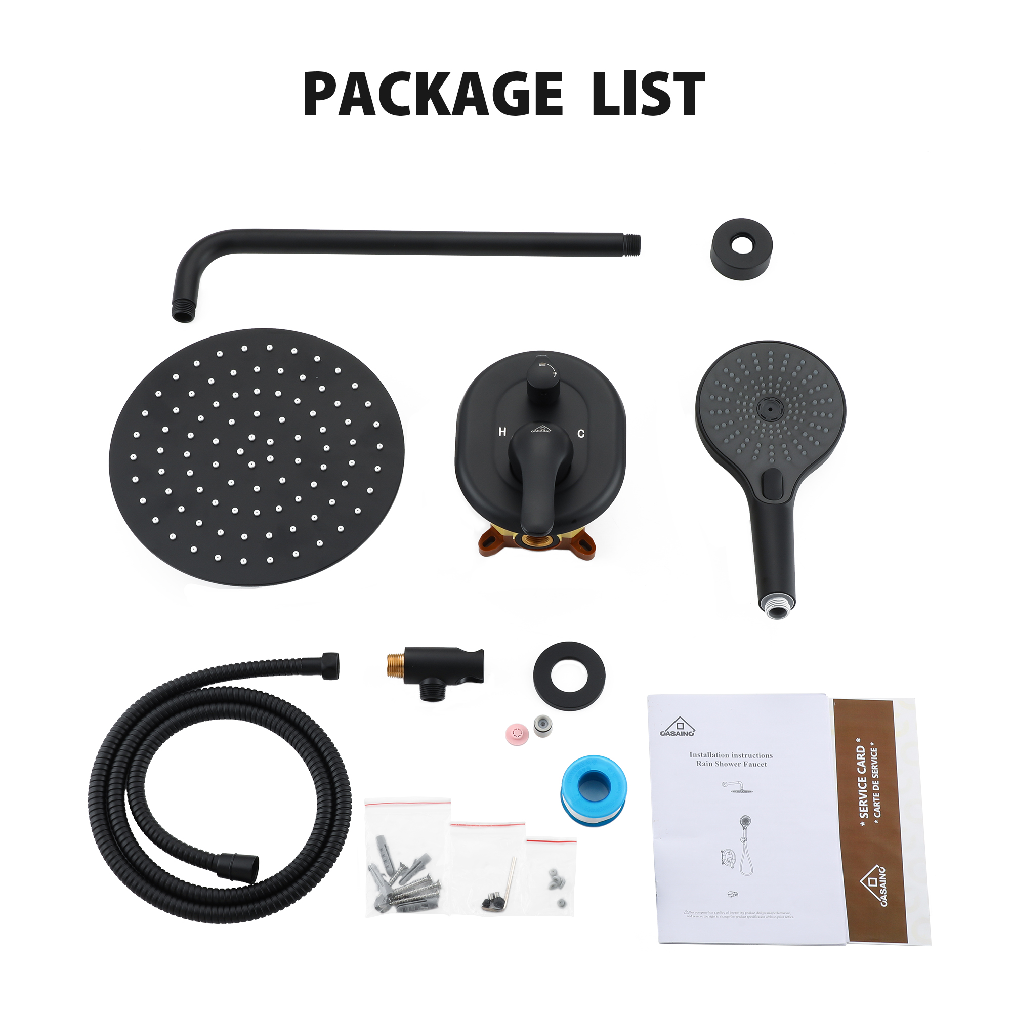 10" Wall-Mounted Rain Shower System with Handheld Shower