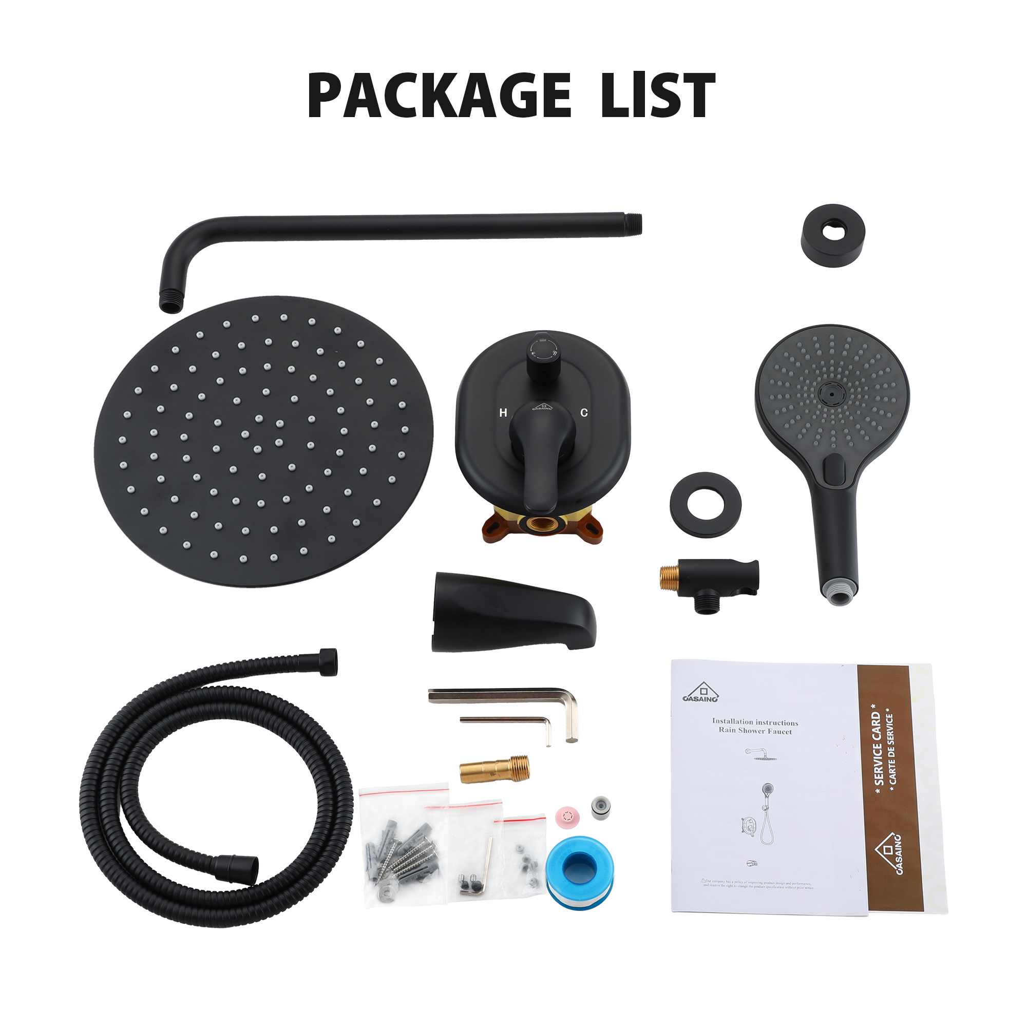 10" Wall-Mounted Rainfall Shower System with Handheld & Tub Spout