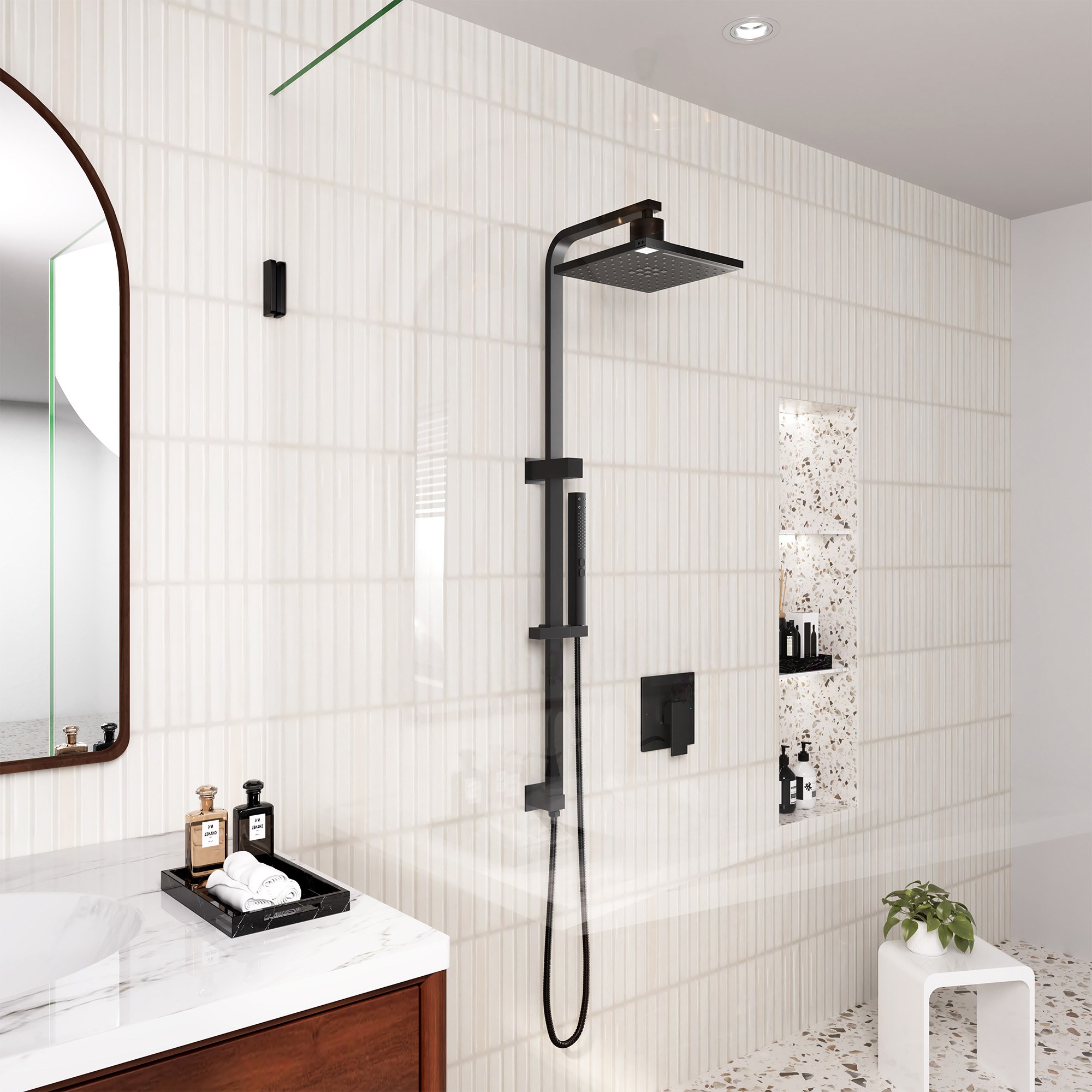 8.5-inch Pressure-Balanced Shower System with Digital Temperature Display