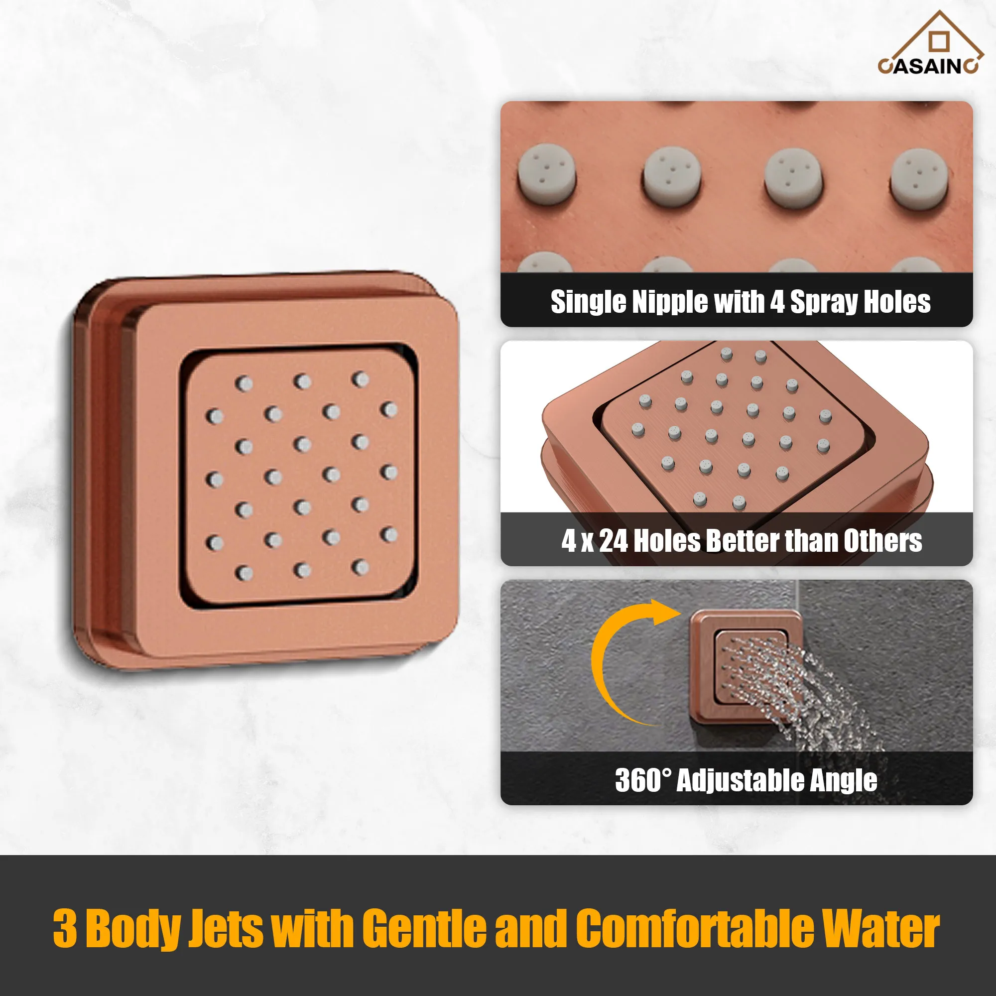 Rainfall Shower System with 3 Body Jets