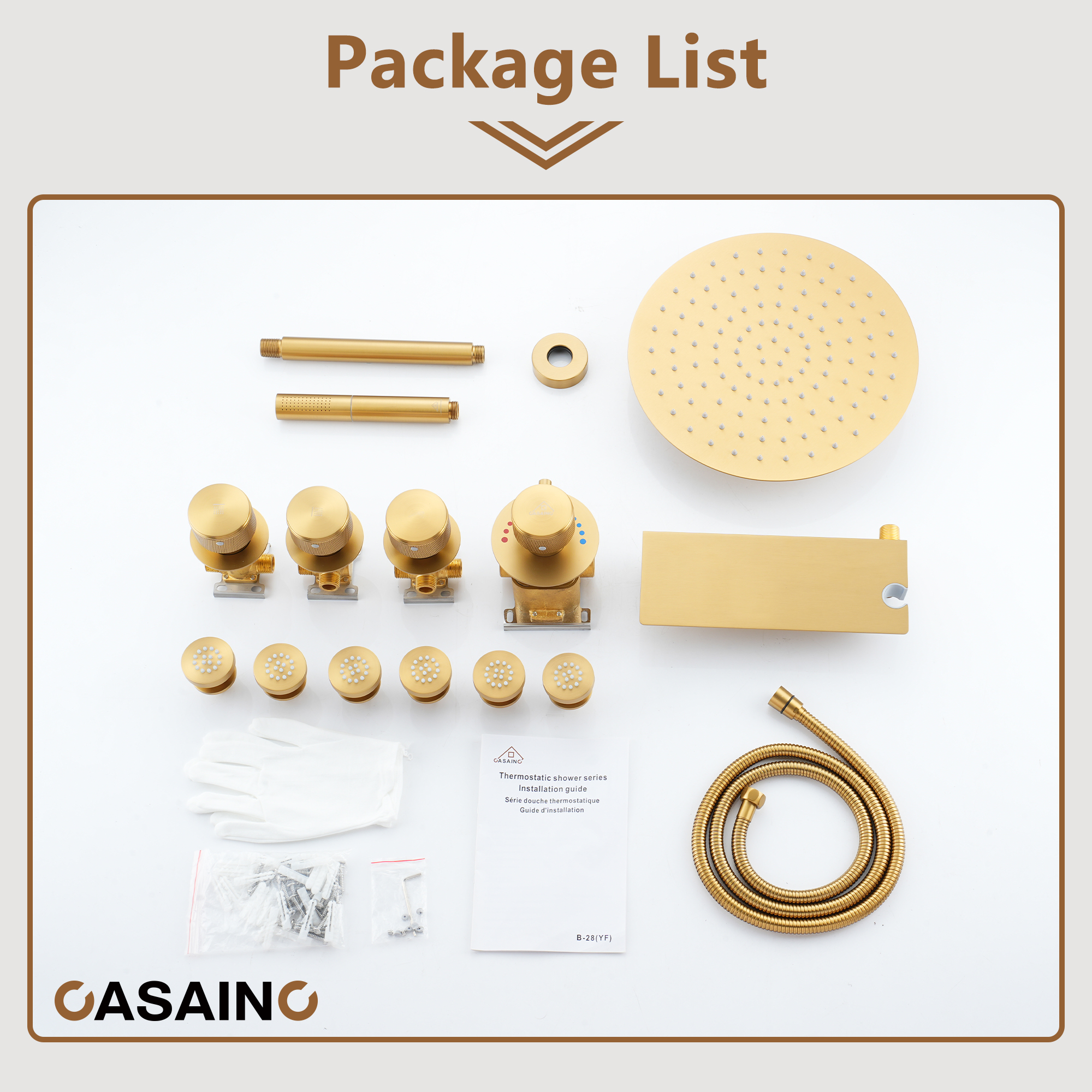 12" Shower System with Shelf, Handheld Shower with Lance Function