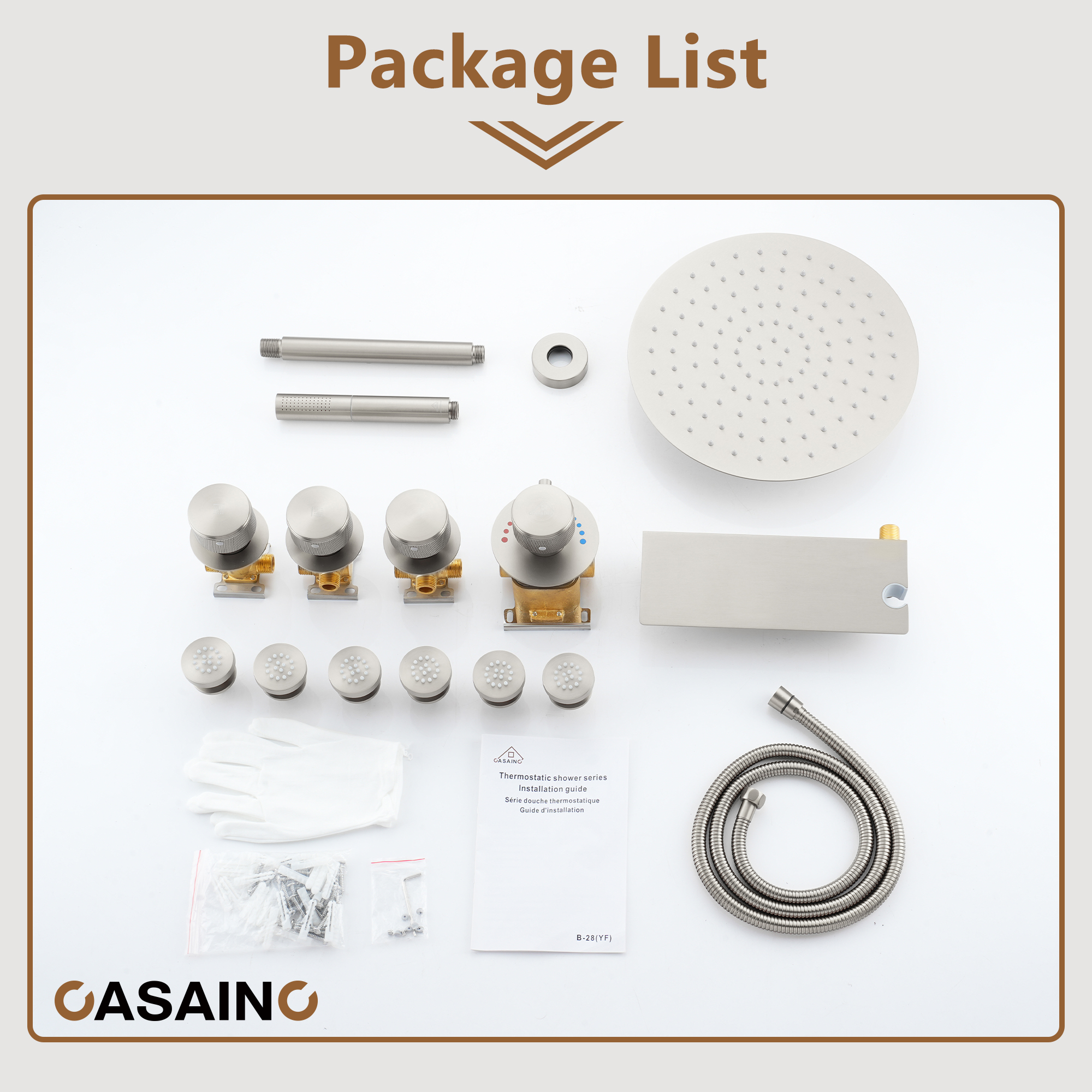 12" Shower System with Shelf, Handheld Shower with Lance Function