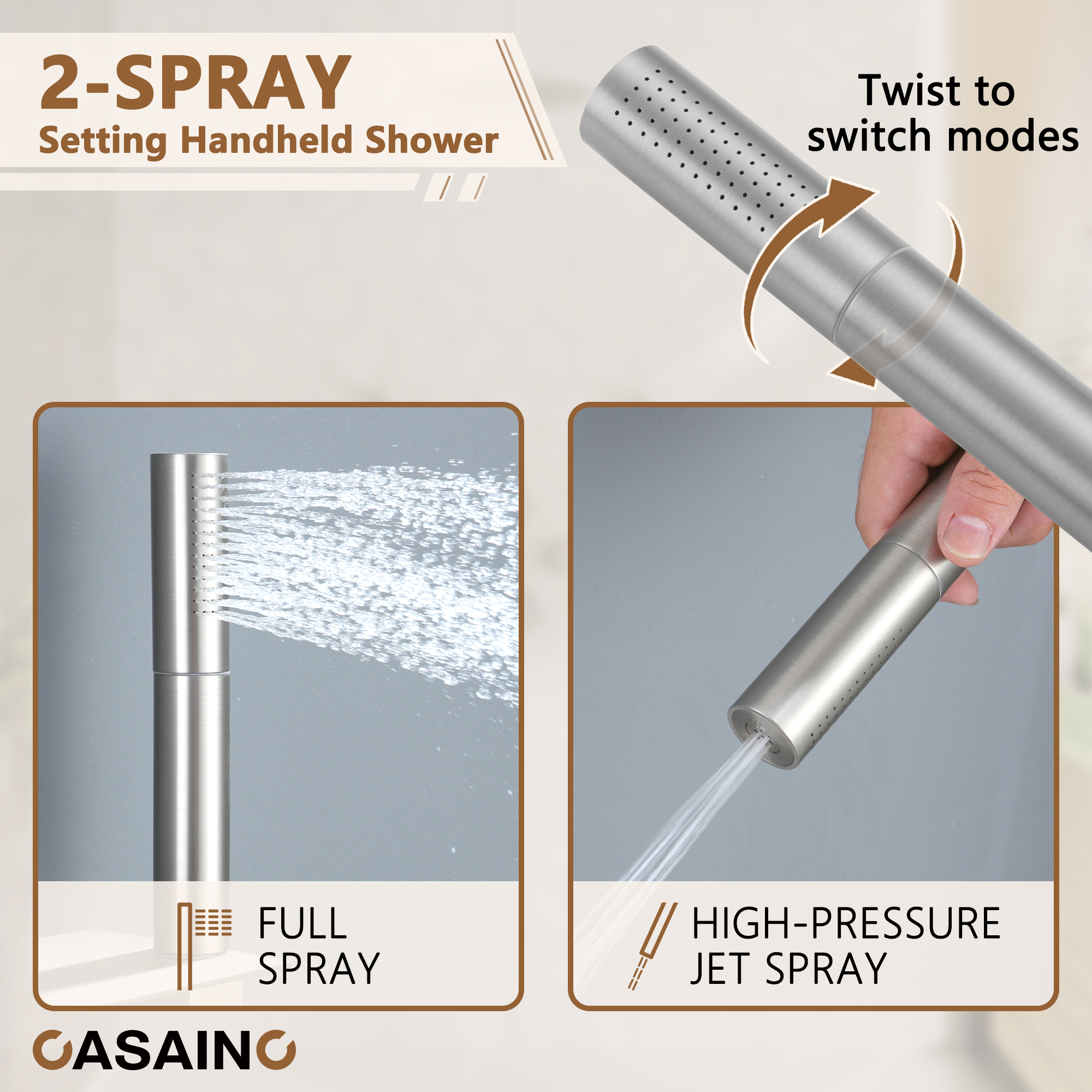 12" Shower System with Shelf, Handheld Shower with Lance Function