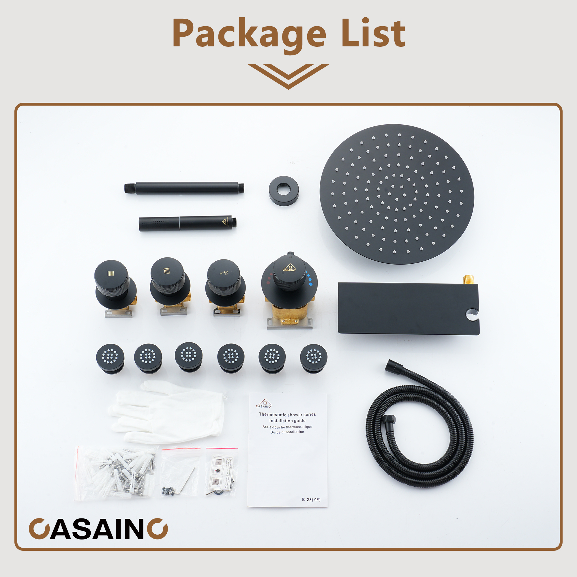 12" Shower System with Shelf, Handheld Shower with Lance Function