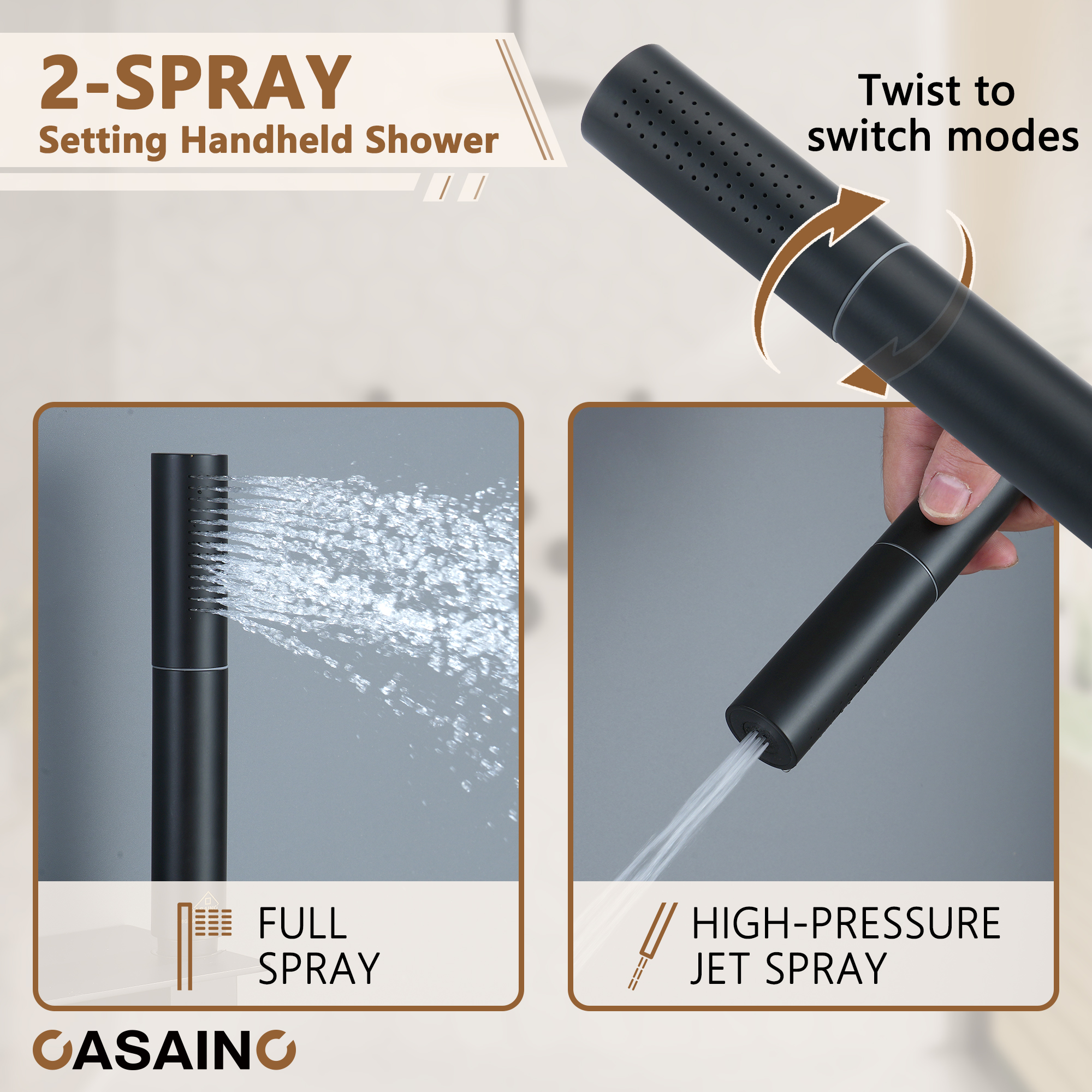 12" Shower System with Shelf, Handheld Shower with Lance Function