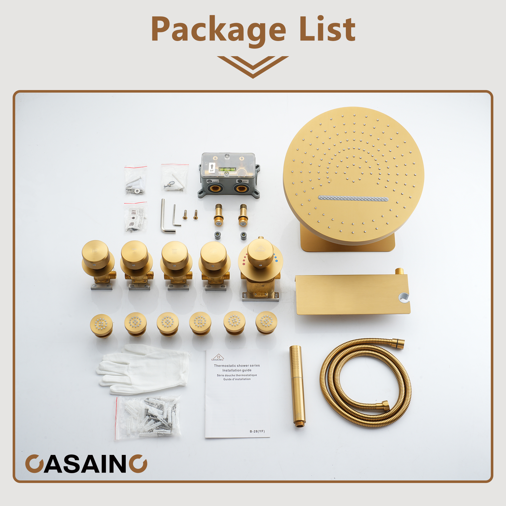 12" Adjustable Shower Head With Shelf Shower System, Hand Shower With Spray Gun Function