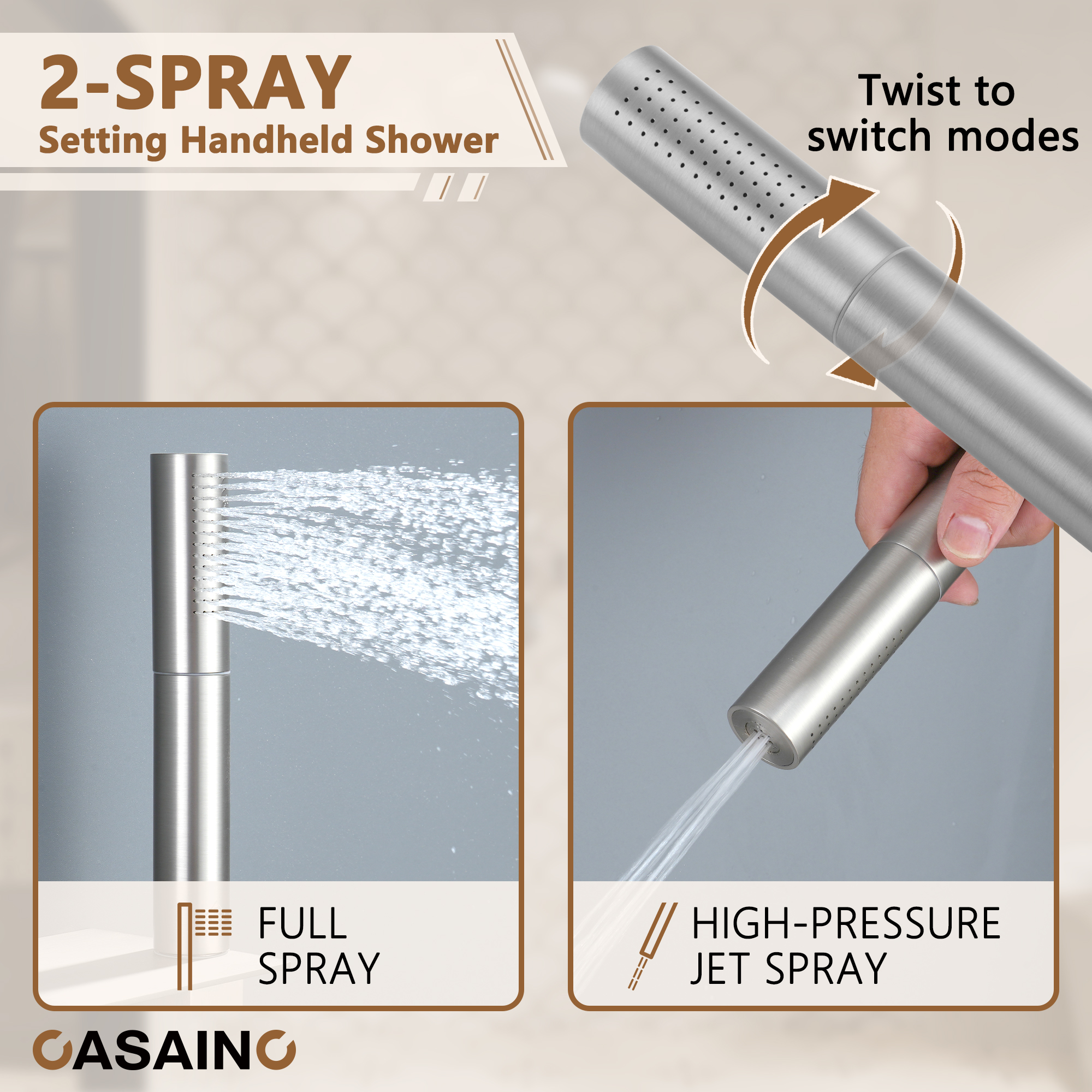 12" Adjustable Shower Head With Shelf Shower System, Hand Shower With Spray Gun Function