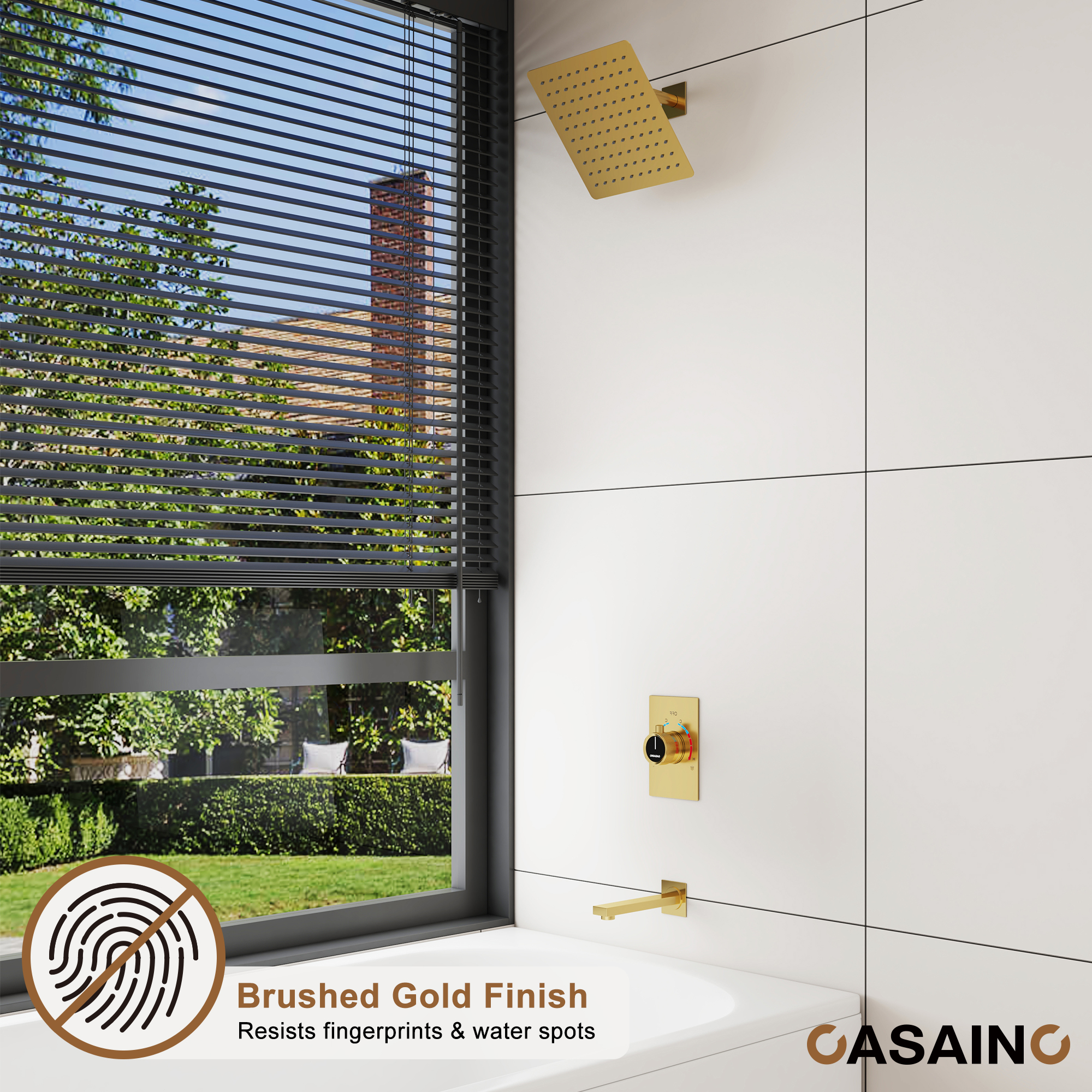 10" Wall Mount Dual Function Rain Shower System with Tub Spout