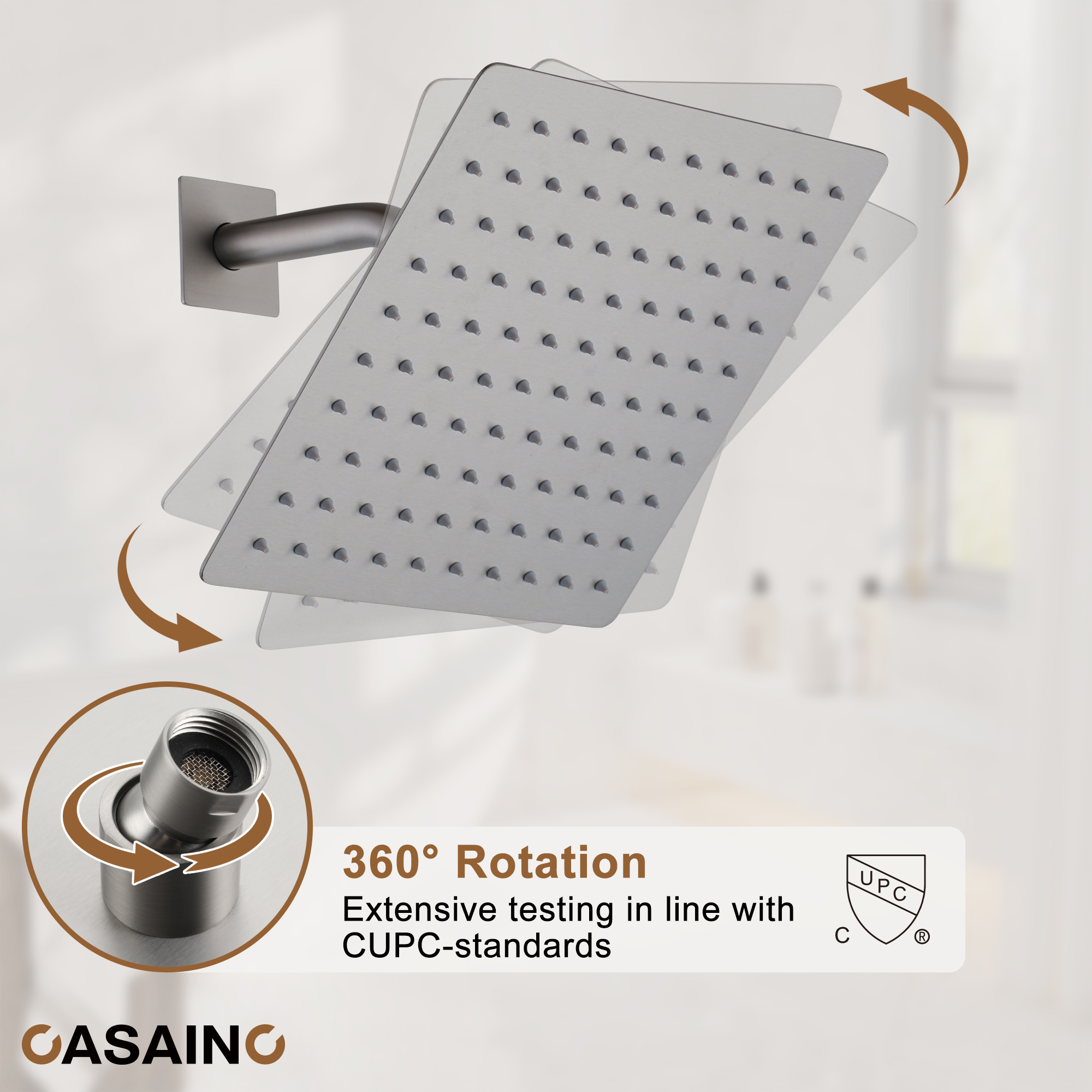 10" Wall Mount Dual Function Rain Shower System with Tub Spout