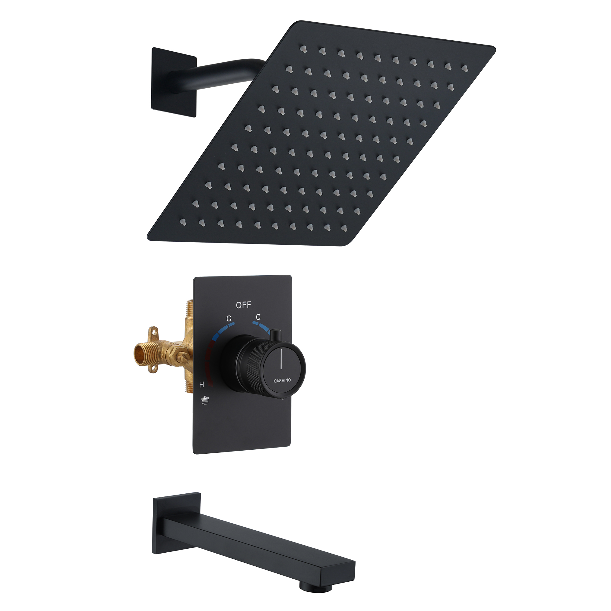 Minimalist Design Showerhead Shower System in Matte Black, Brushed Nickel and Brushed Gold