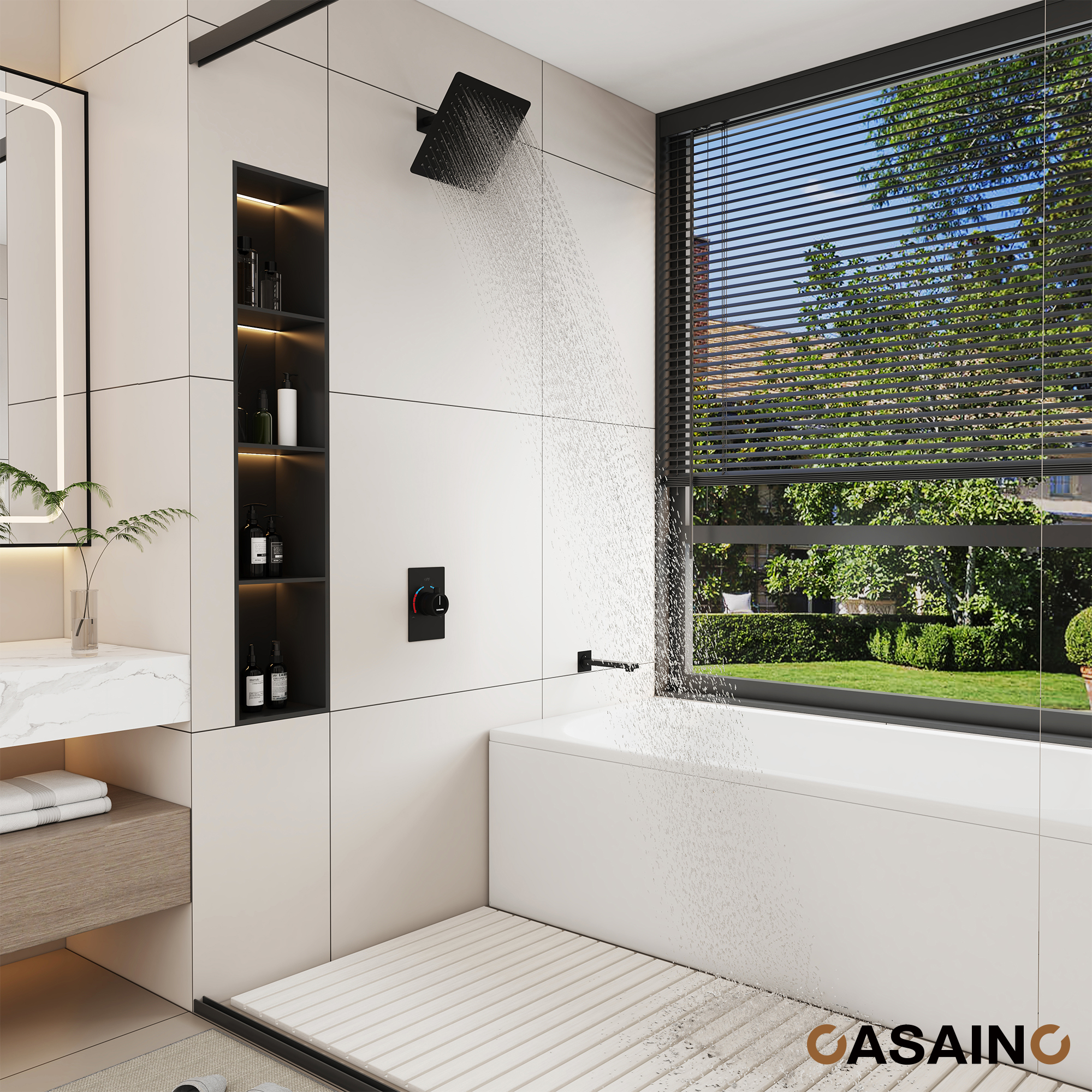 Casainc Dual Function Minimalist Design Showerhead Shower System