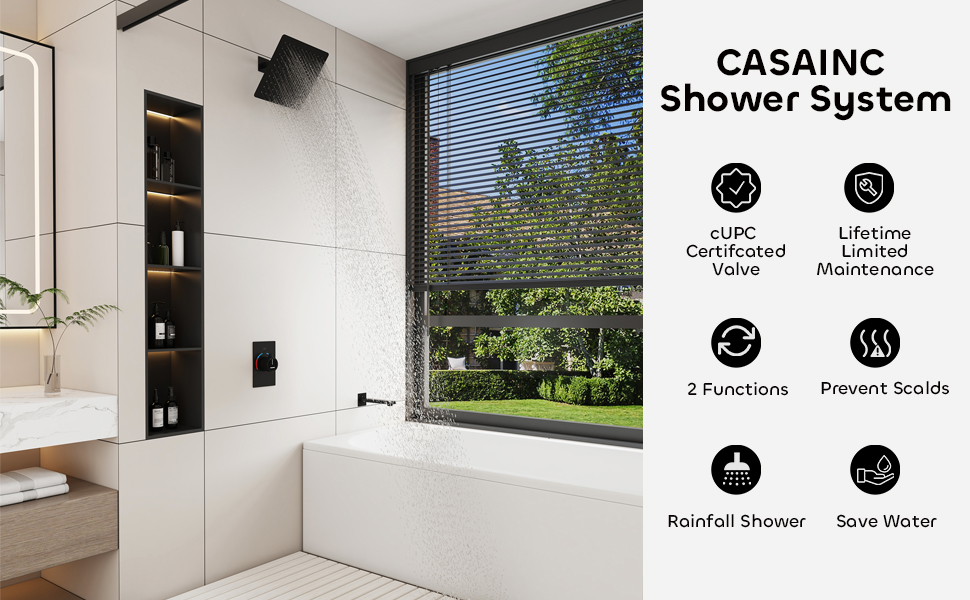 Rainfall Shower System with Tub spout