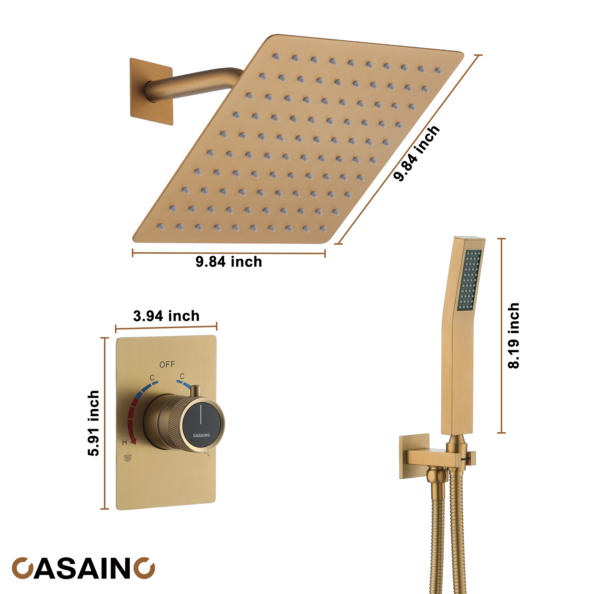 Thermostatic Dual Function Premium Showerhead Shower System
