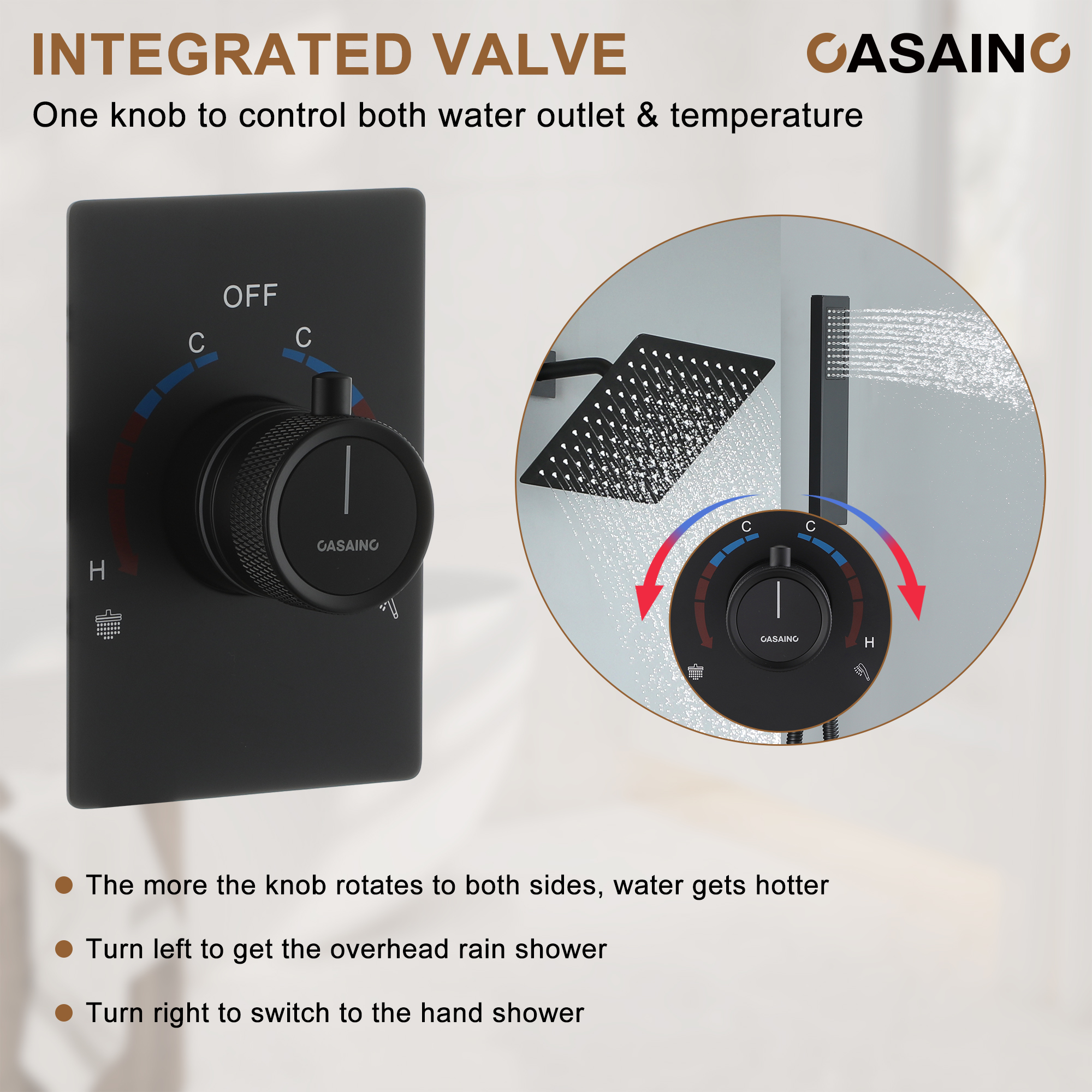 10" Wall Mounted Rain Shower System With Handheld & Unique Shower Arm