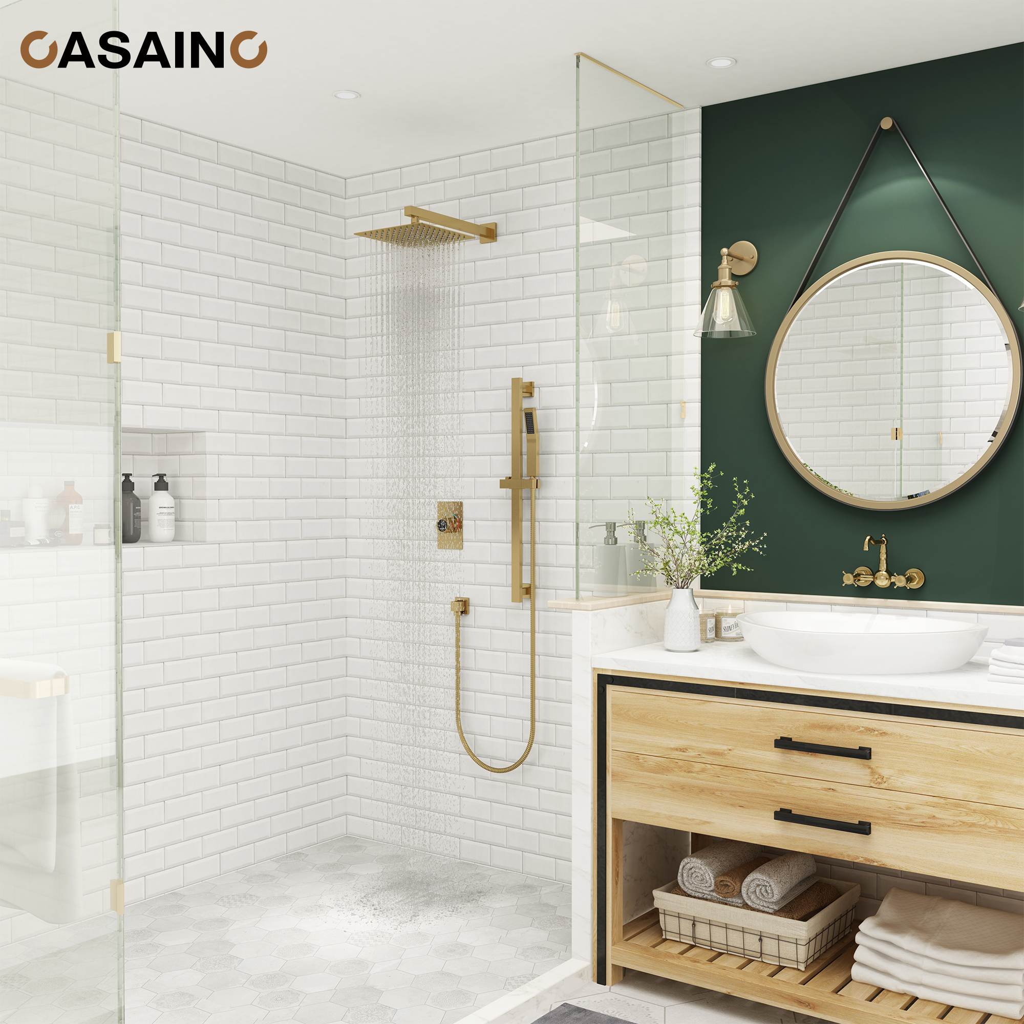 10" Dual Function Rain Shower System With Slide Bar & Handheld Shower