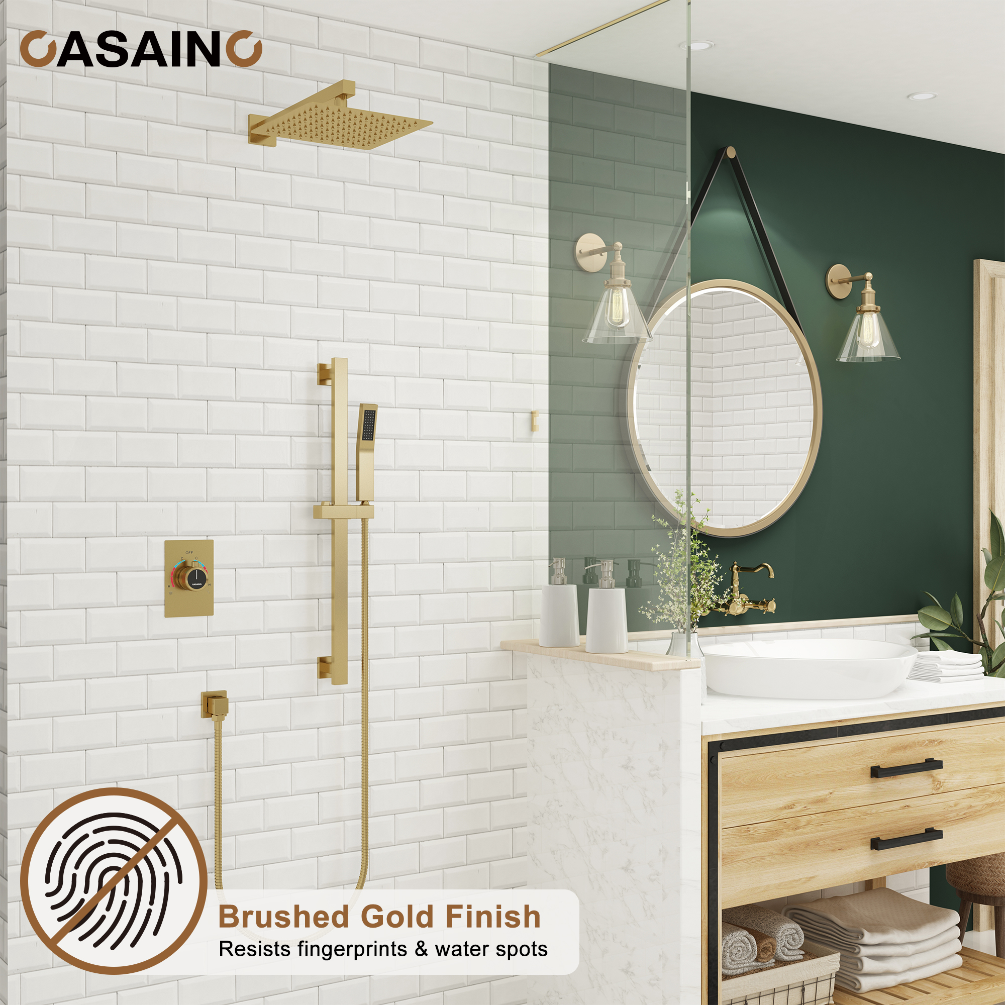 10" Dual Function Rain Shower System With Slide Bar & Handheld Shower