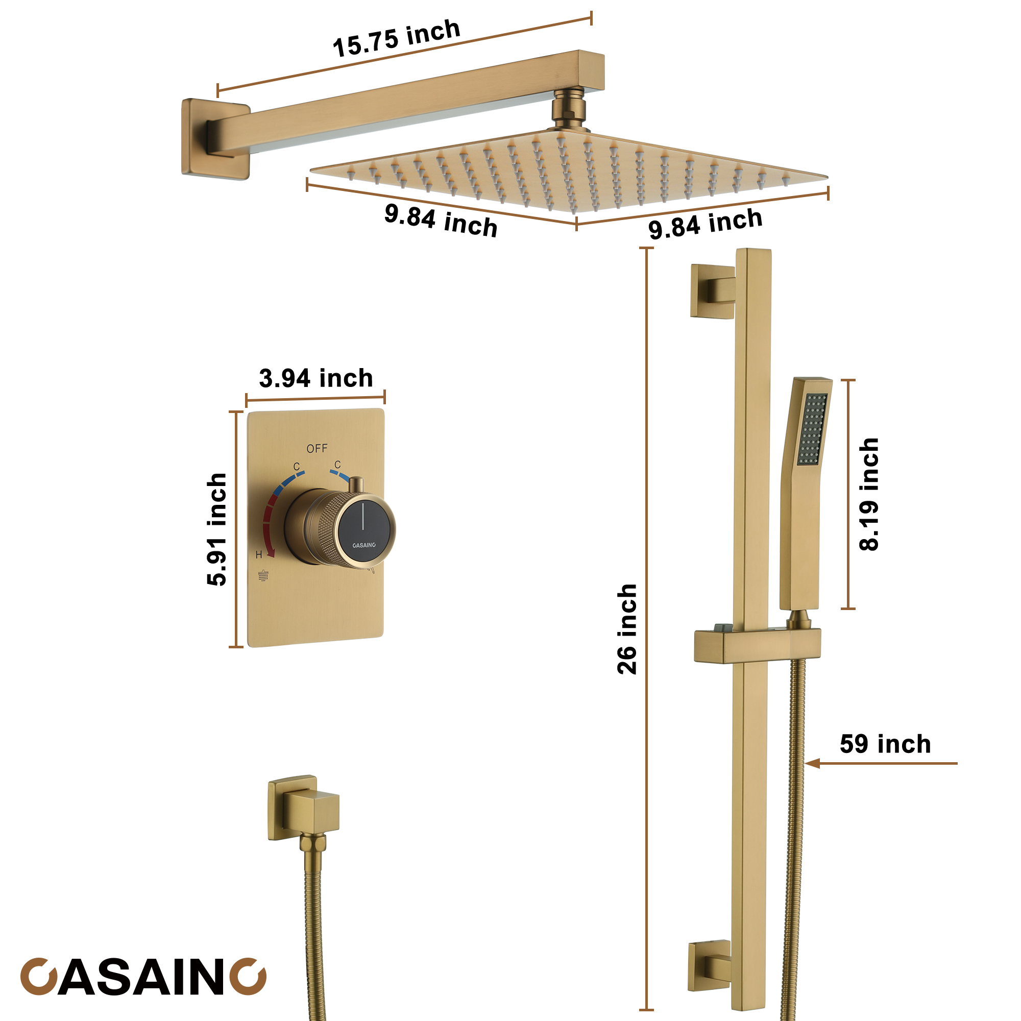 10" Dual Function Rain Shower System With Slide Bar & Handheld Shower