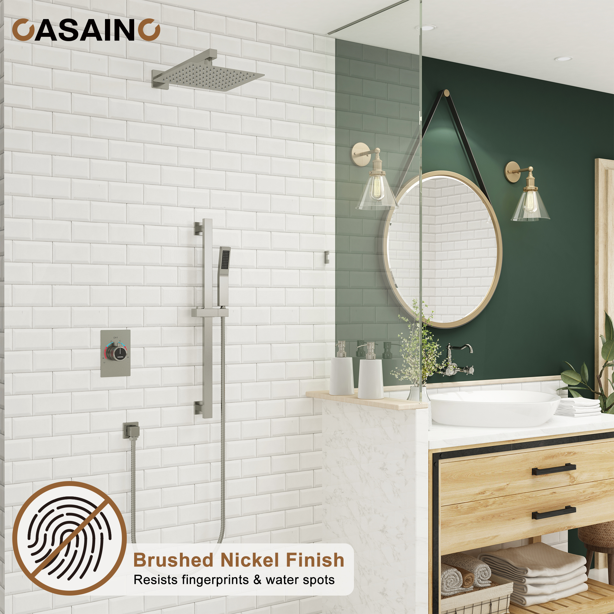 10" Dual Function Rain Shower System With Slide Bar & Handheld Shower