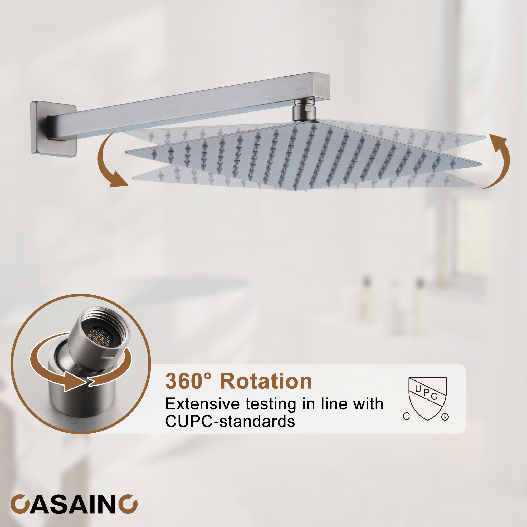 10" Dual Function Rain Shower System With Slide Bar & Handheld Shower