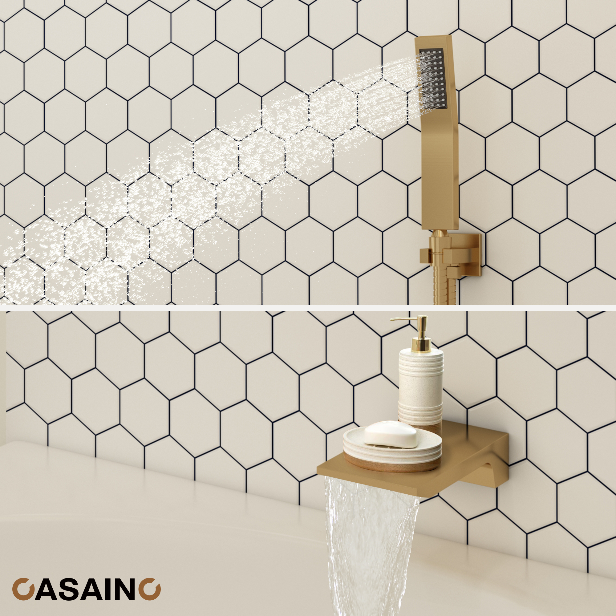 3-Function Thermostatic Shower System Anti-Fingerprint with Tub Spout and Hand Shower