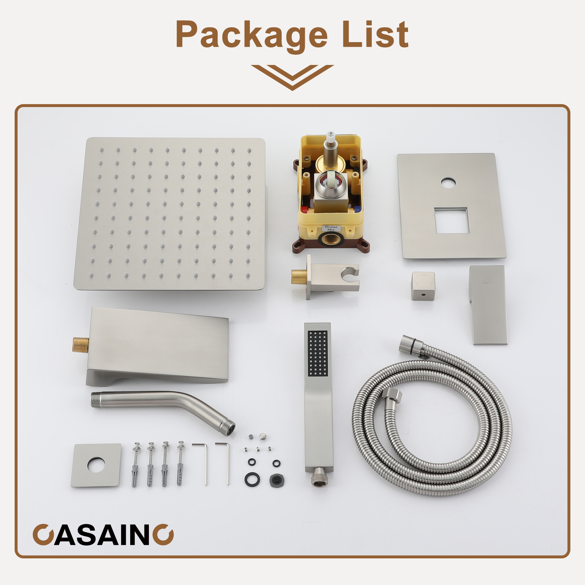 10" Wall Mounted Rain Shower Systems with Handheld Shower & Tub Spout