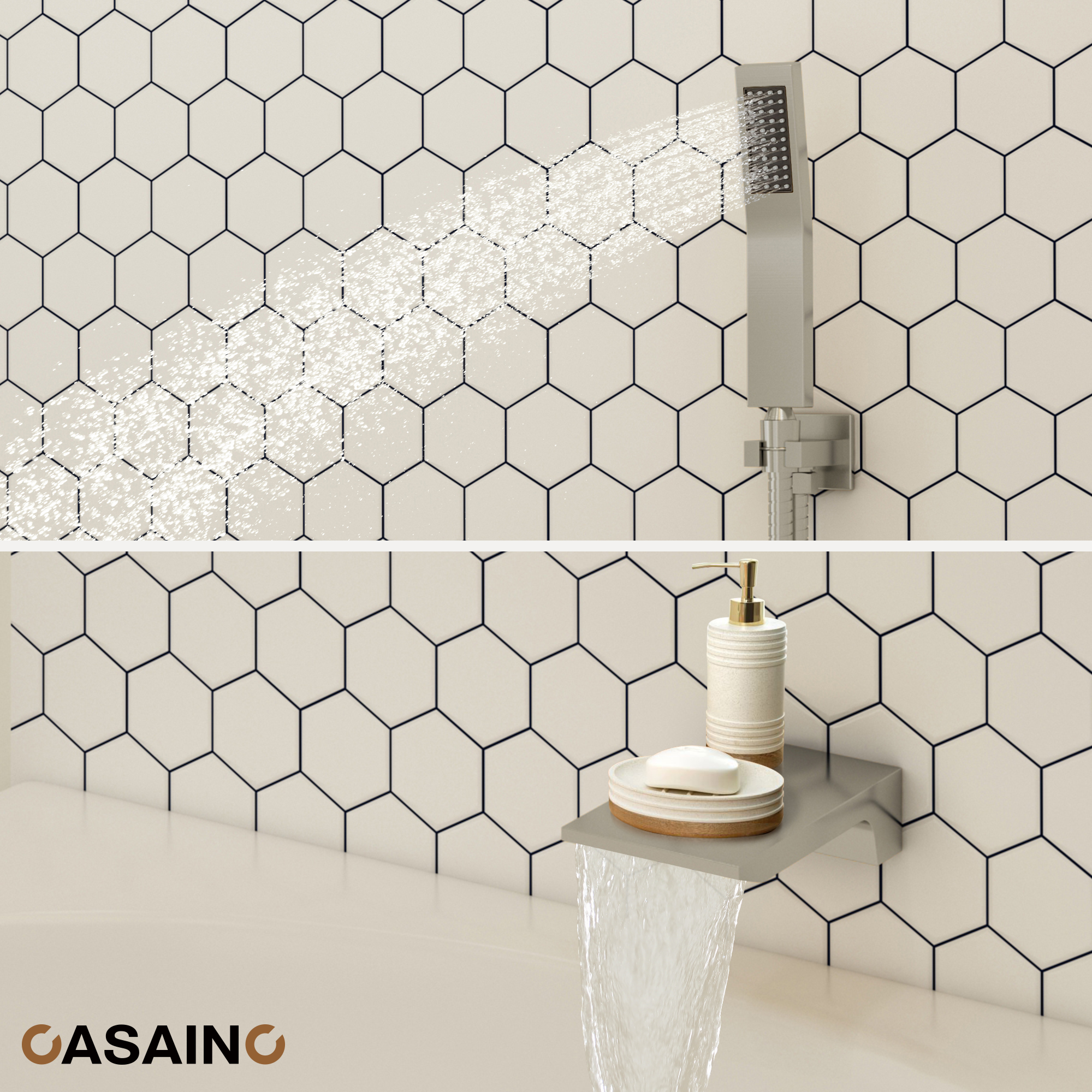 10" Wall Mounted Rain Shower Systems with Handheld Shower & Tub Spout